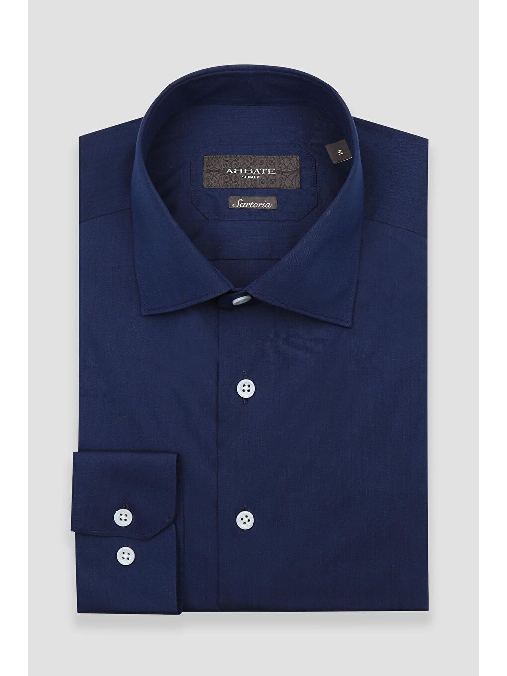 Sartoria Poplin Stretch Pamuk Karışımlı Slim Fit Lacivert İtalyan Yaka Erkek Düz Gömlek-4