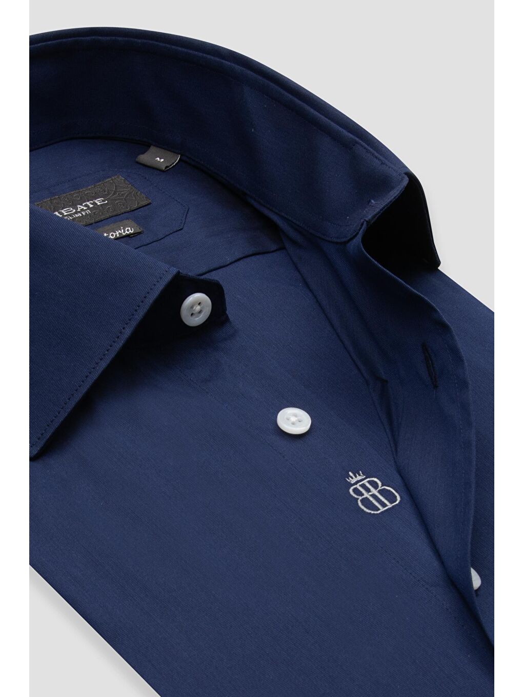 Sartoria Poplin Stretch Pamuk Karışımlı Slim Fit Lacivert İtalyan Yaka Erkek Düz Gömlek-5