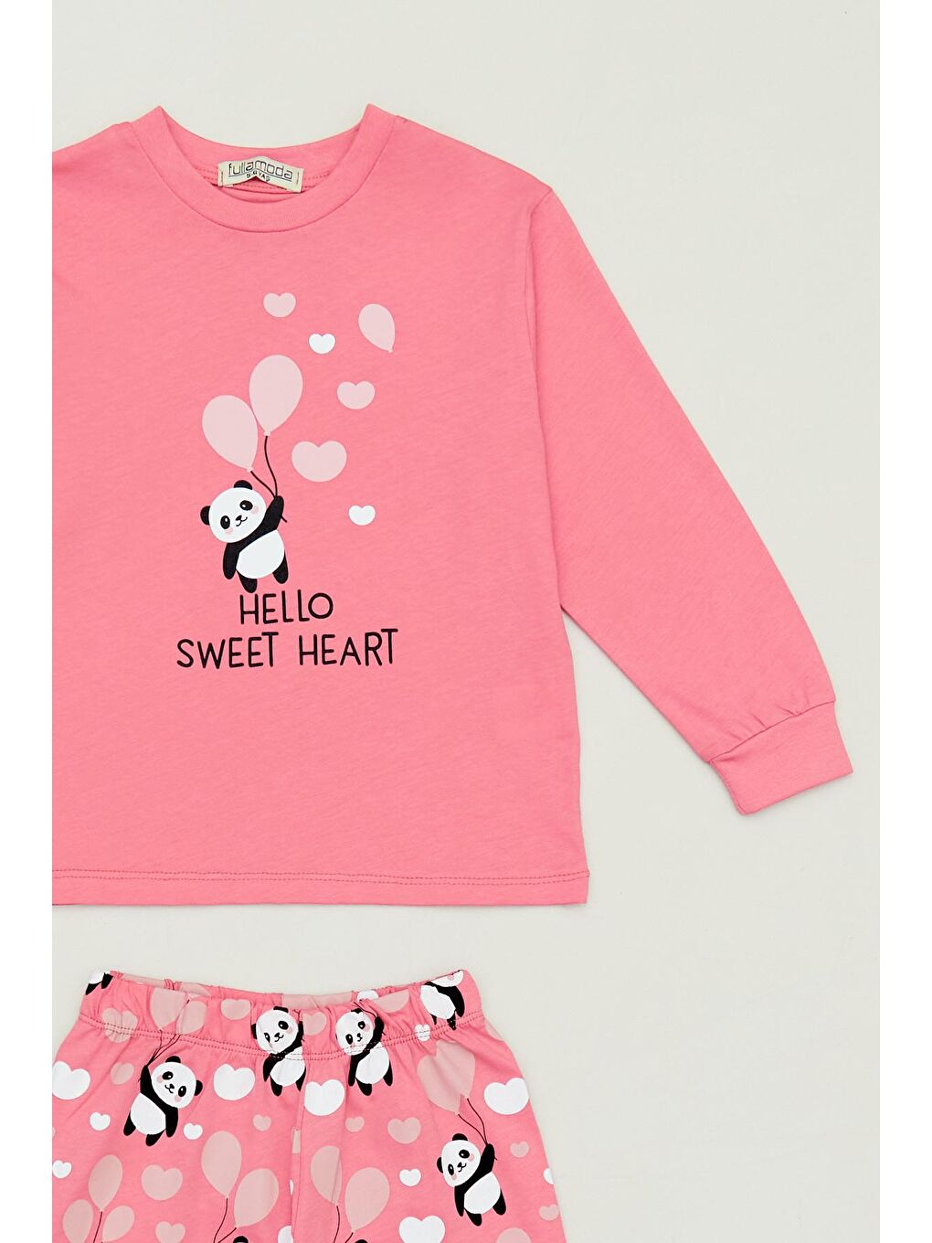 Mercan Panda Baskılı Bisiklet Yaka Kız Çocuk Takım-2