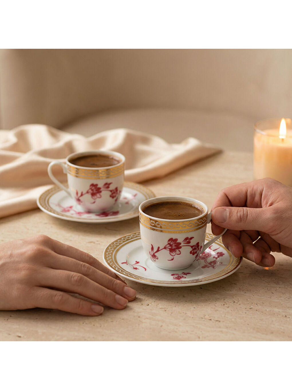 Ekru Sami 4 Parça 2 Kişilik Kahve Fincan Takımı 170 Cc-4