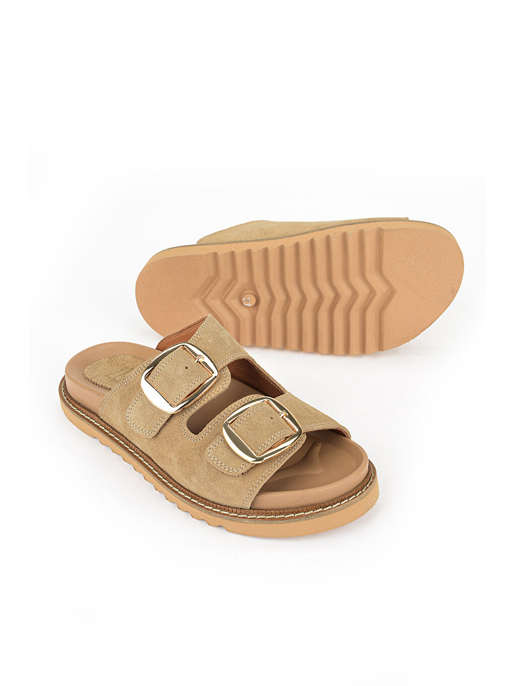 Kadın Hakiki Deri Terlik 1611050Z8526 Bej-3