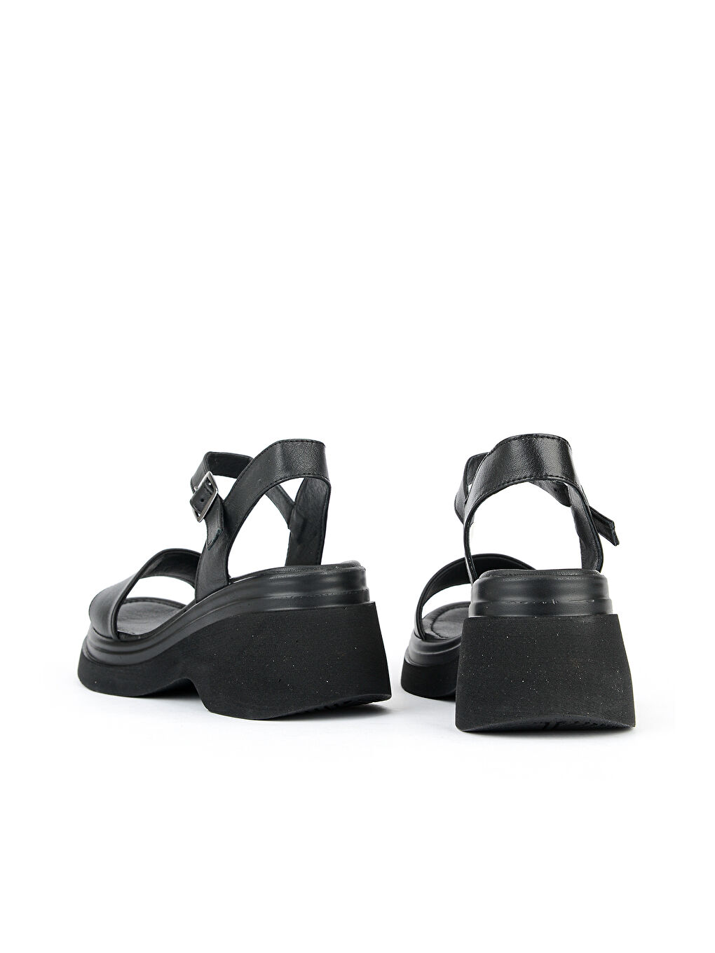 Kadın Hakiki Deri Topuklu Sandalet 161992Z64028 Siyah-2