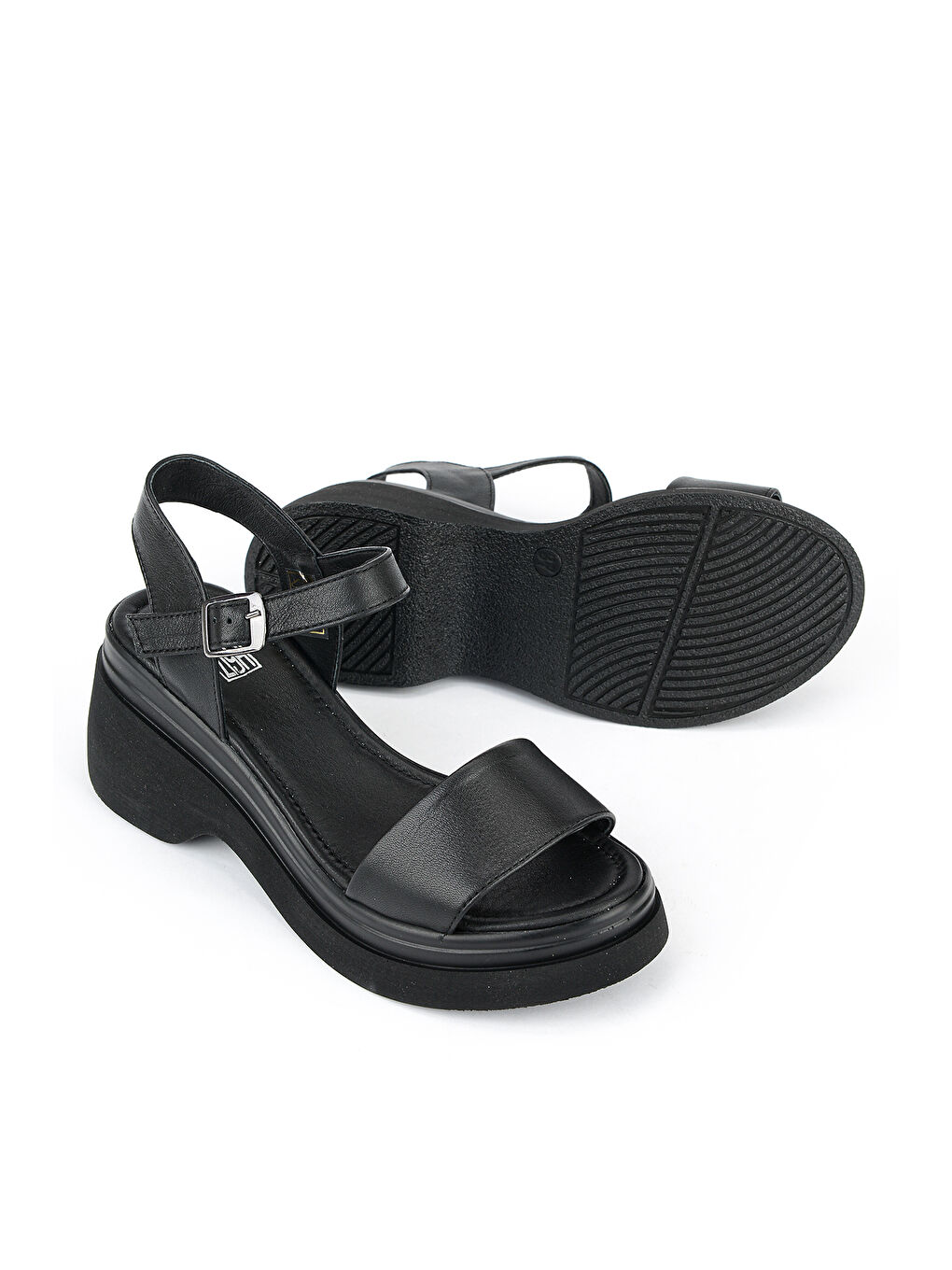 Kadın Hakiki Deri Topuklu Sandalet 161992Z64028 Siyah-3