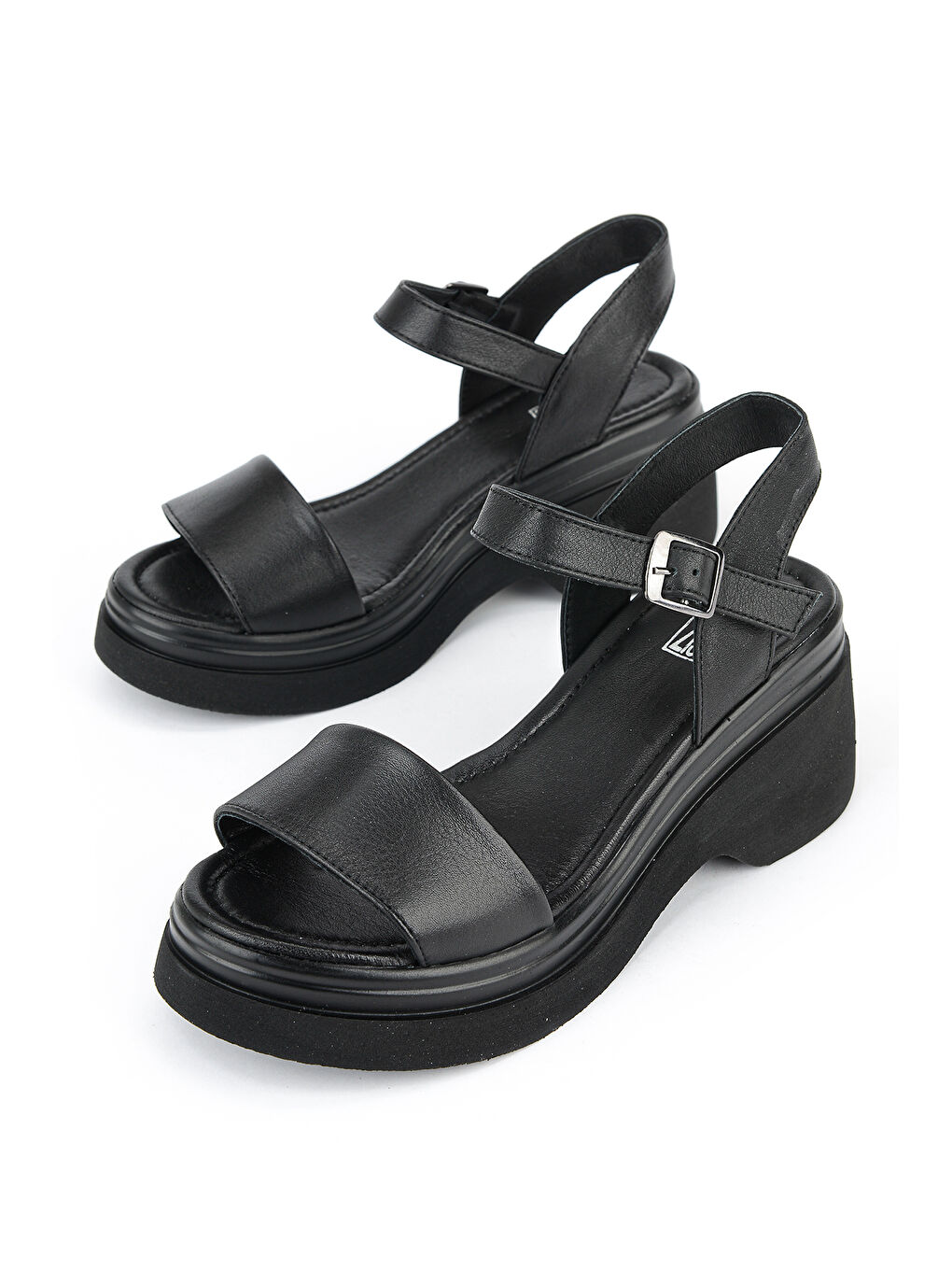 Kadın Hakiki Deri Topuklu Sandalet 161992Z64028 Siyah-4