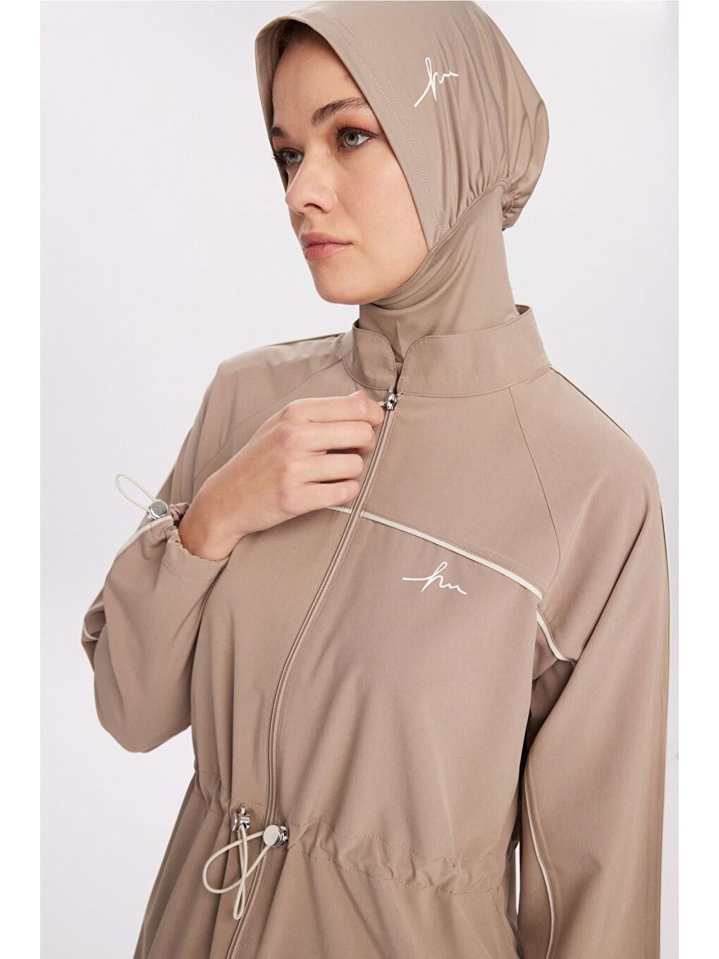 Bej Krem Biyeli Vizon 6 Parça Tam Tesettür Mayo Takımı 5013-3