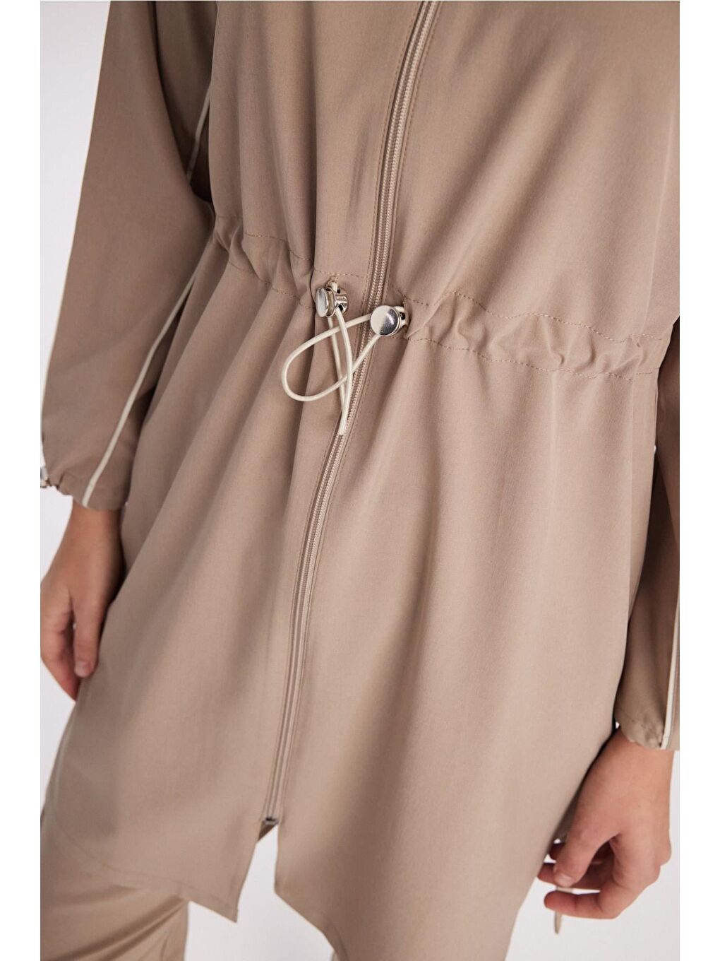 Bej Krem Biyeli Vizon 6 Parça Tam Tesettür Mayo Takımı 5013-5