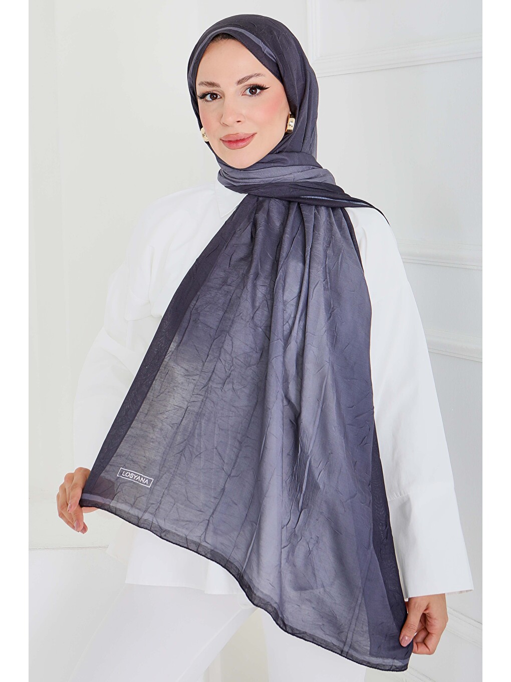 Soft Degrade Bambu Crash Şal Antrasit - 27915-ANTRASIT