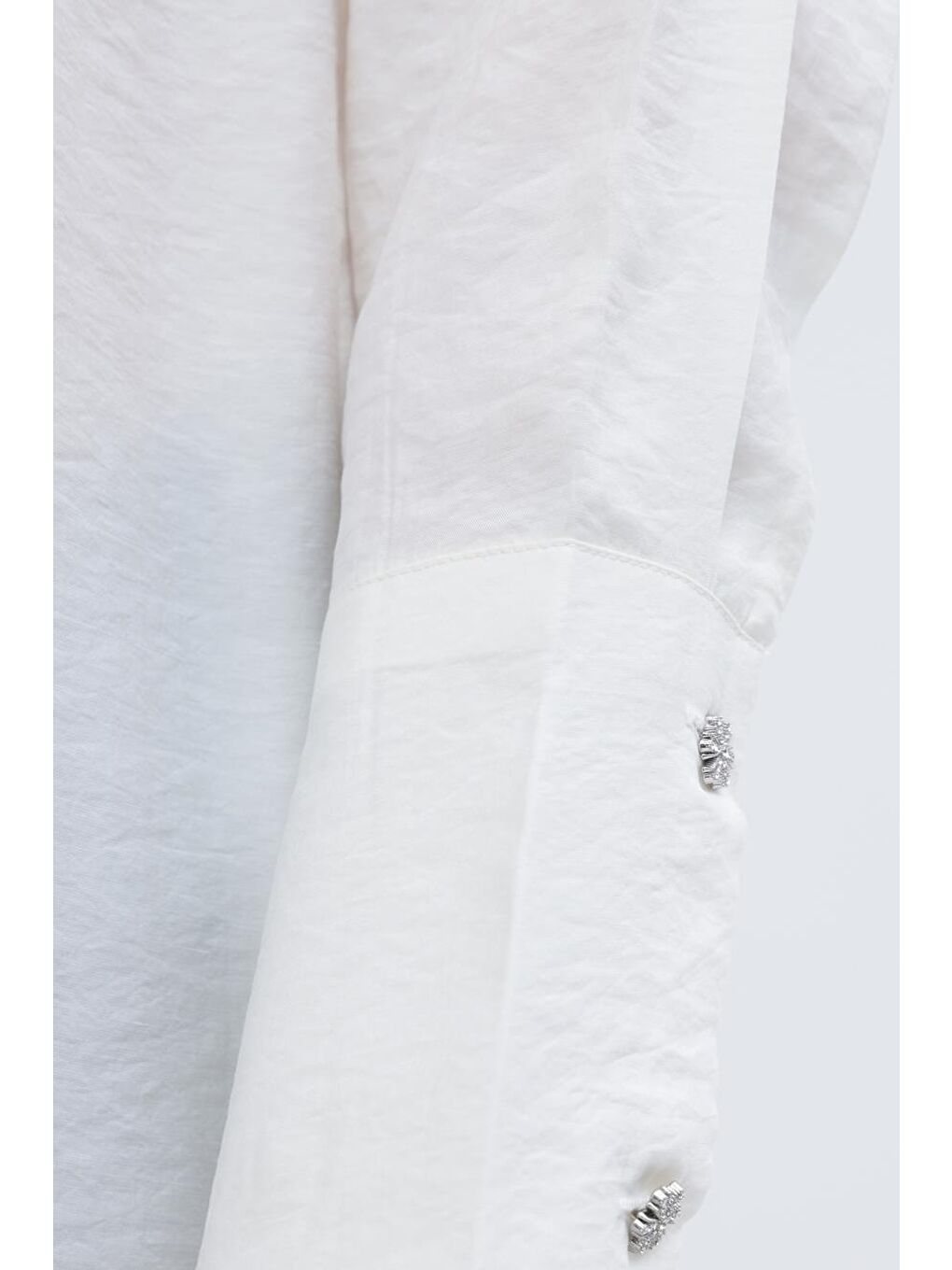 Ekru-Taş Düğmeli Uzun Modal Gömlek-4