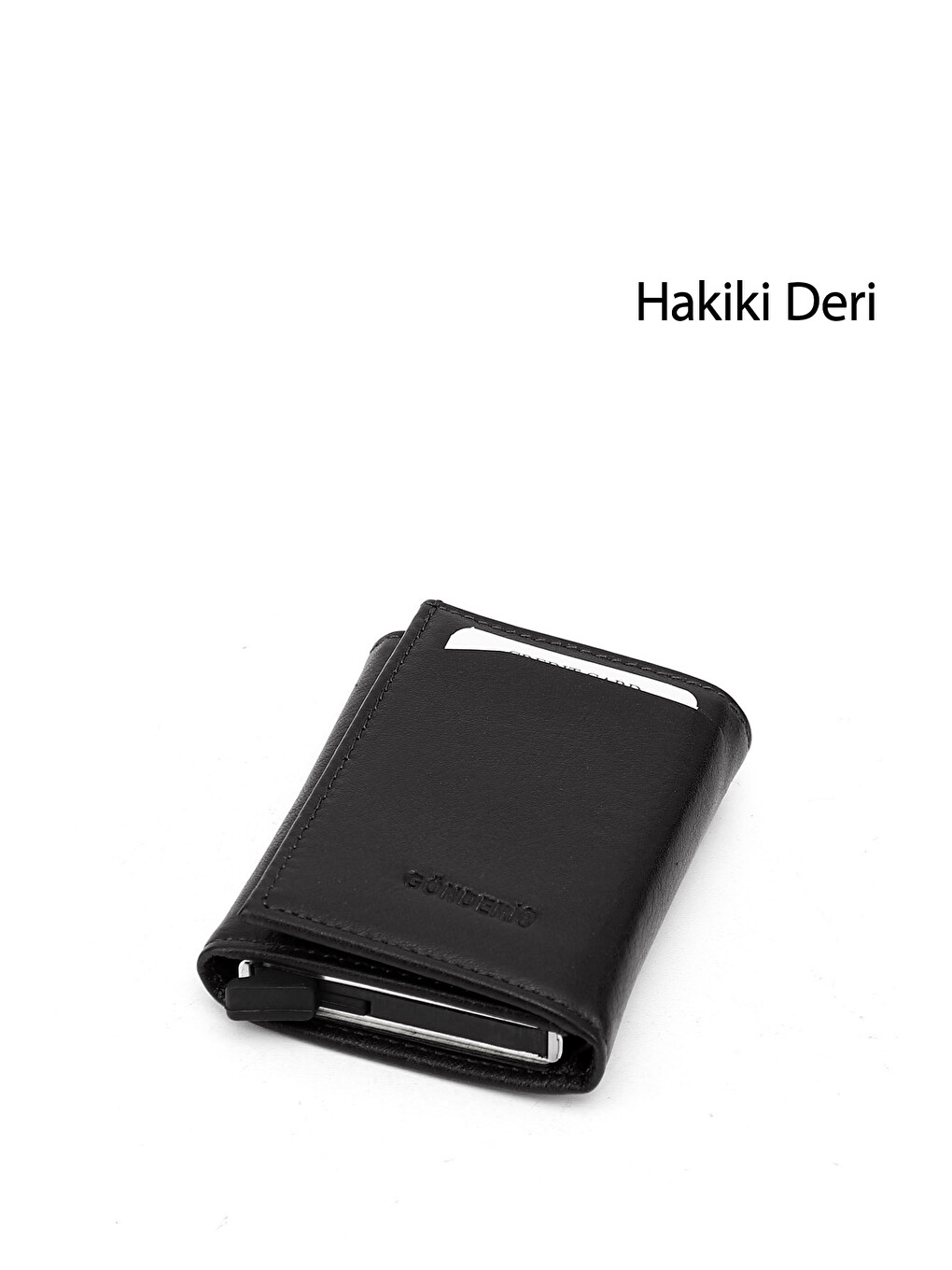 Unisex Siyah Hakiki Deri Mekanizmalı Cüzdan-1