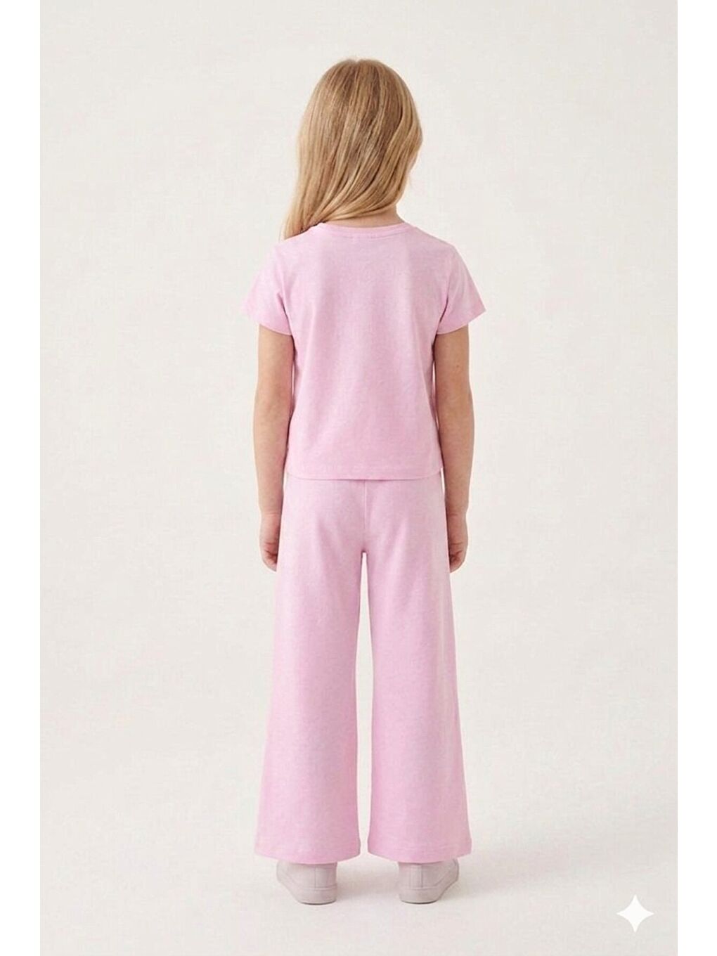 Açık Pembe Ballerin Baskılı Geniş Paça Taytlı Kız Çocuk 2li Takım 23800-3