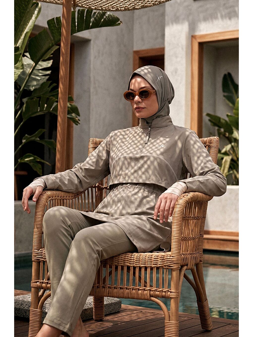 Turkuaz Esila Açık Yeşil 5 Parça Jileli Tam Tesettür Mayo Takımı 5078-1