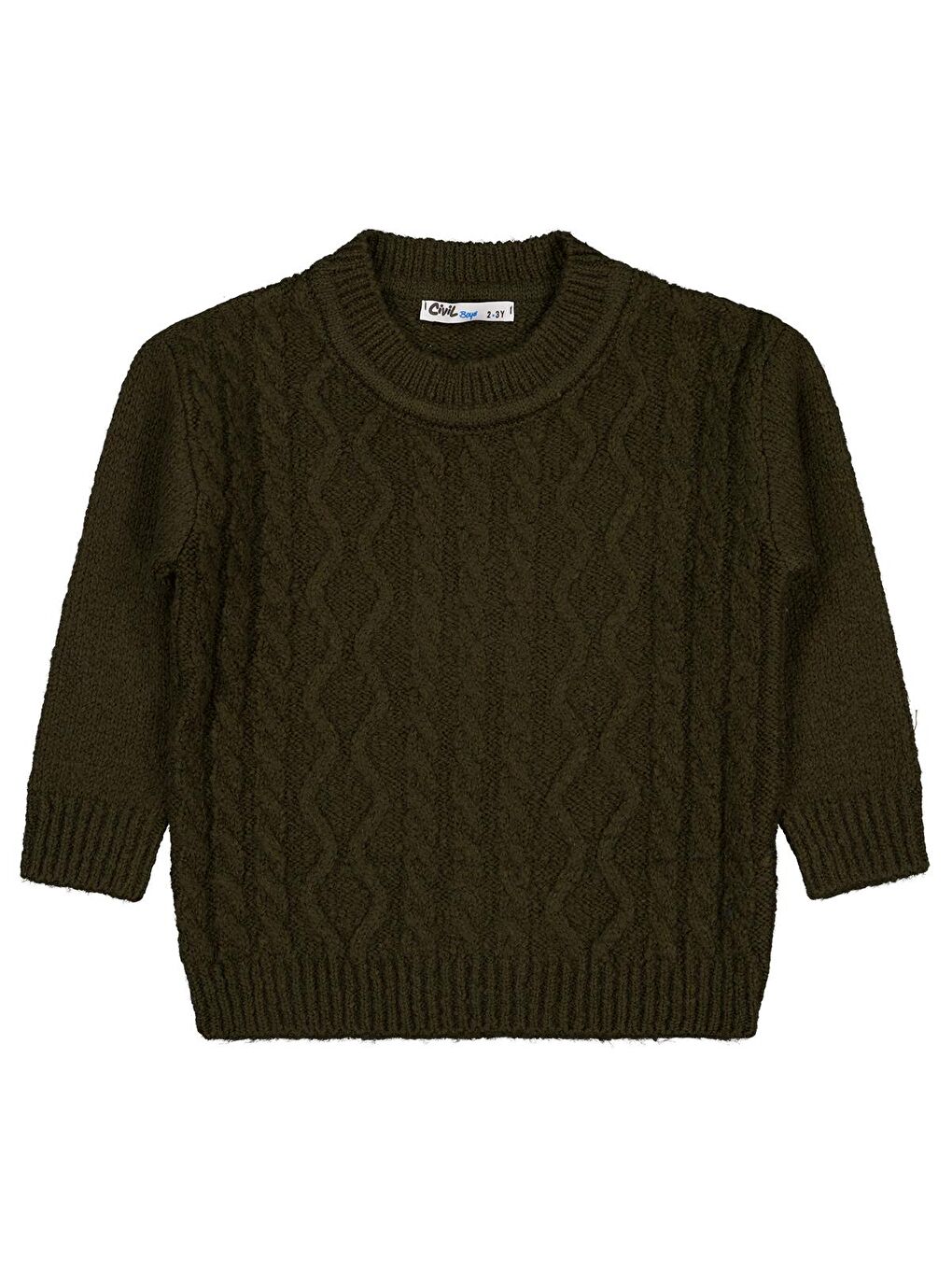 Haki Boys Saç Örgülü 2-5 Yaş Kazak - Yeşil 5-6 Yaş