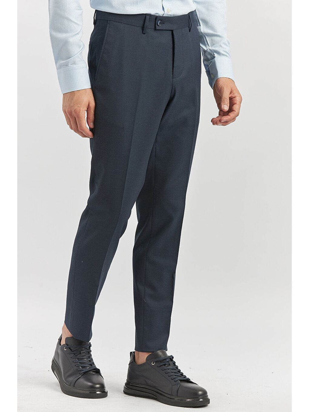 Koyu Lacivert Esnek Yandan Cepli Slim Fit Classic Erkek Pantolon 1003240165