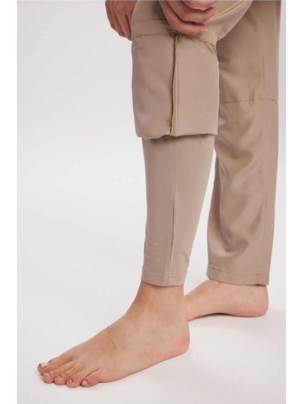 Bej Vizon Dokuma 5 Parça Tam Tesettür Mayo Takımı 6026-7