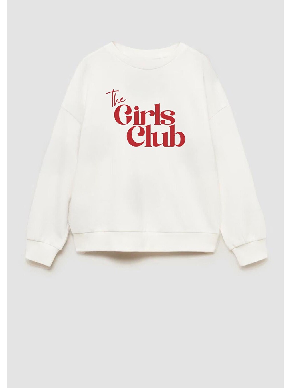 Ekru Kız Çocuk Baskılı 3 İplik Kumaş Pamuklu Sweatshirt