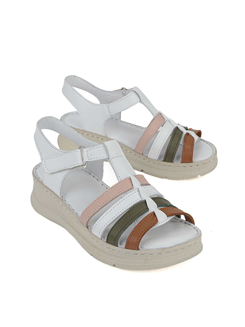 Kadın Hakiki Deri Konfor Sandalet 1611051Z016 Beyaz-1