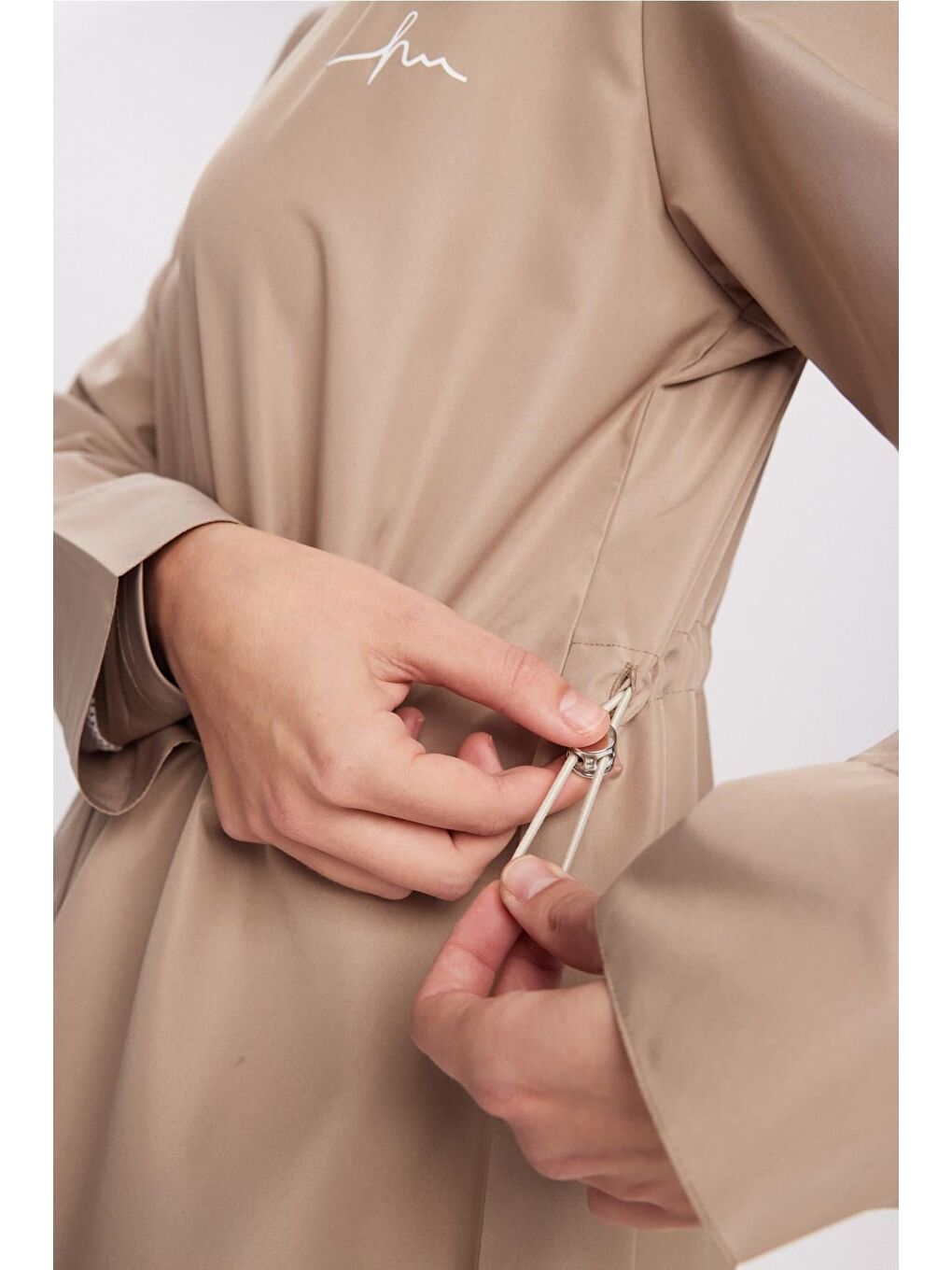 Bej Vizon Dokuma 5 Parça Tam Tesettür Mayo Takımı 6026-8