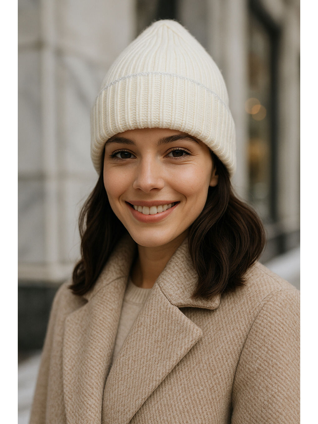 Ekru Örme Kadın Bere Bere1139-2