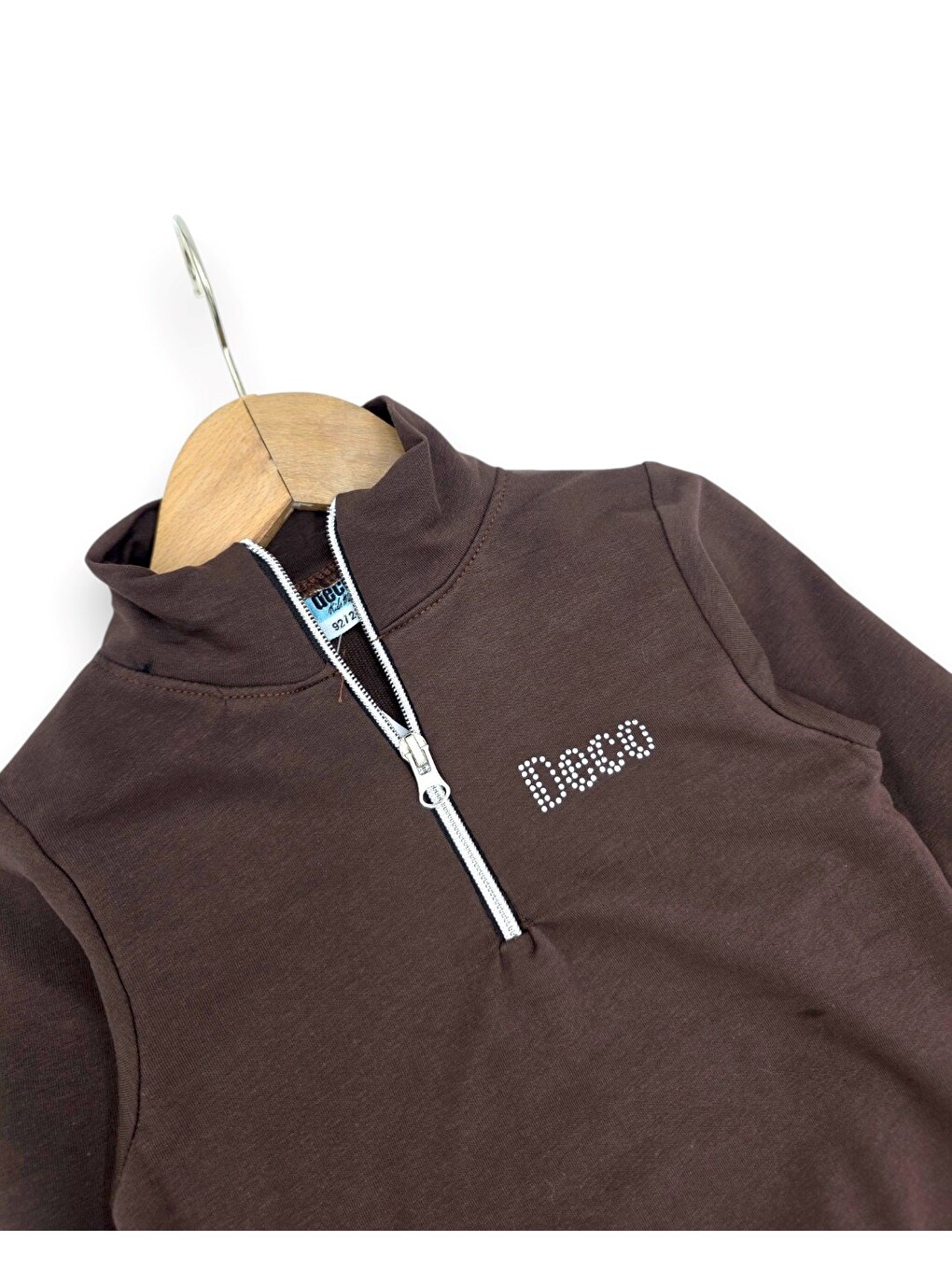 Kahverengi Kız Çocuk Mevsimlik Fermuarlı Yaka Sweatshirtli Compact Eşofman Takımı-4