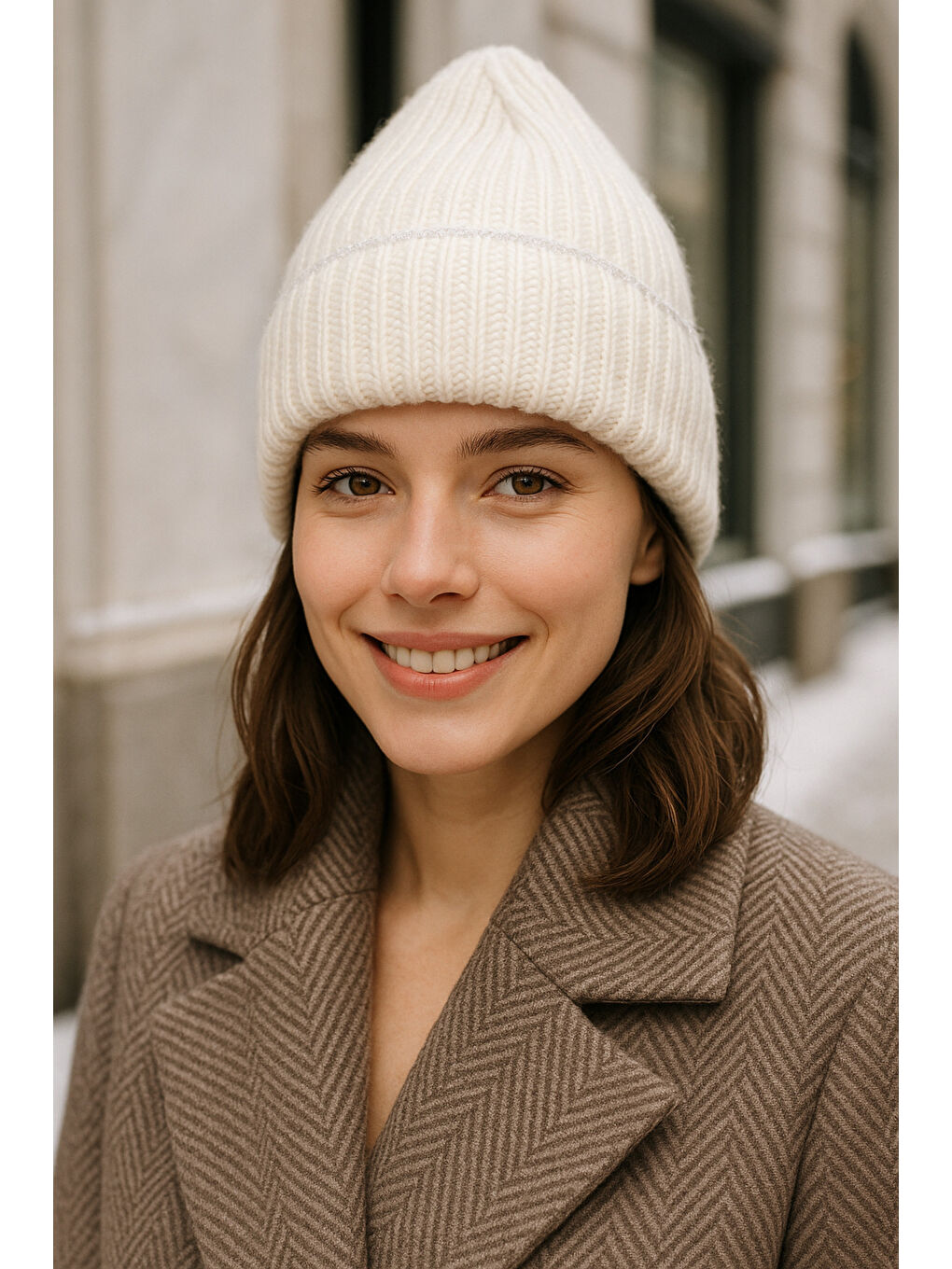 Ekru Örme Kadın Bere Bere1139-3