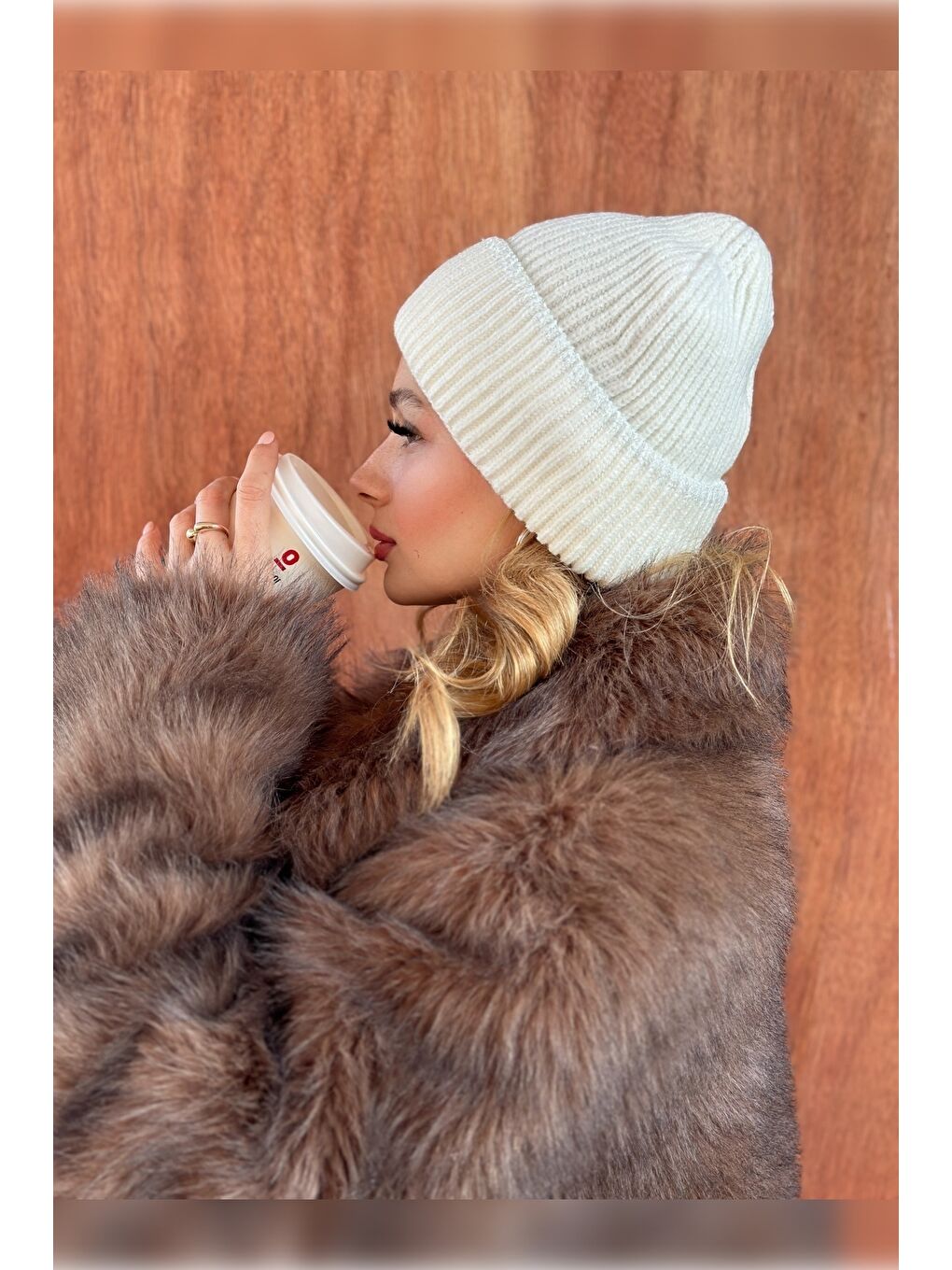 Ekru Örme Kadın Bere Bere1139-4