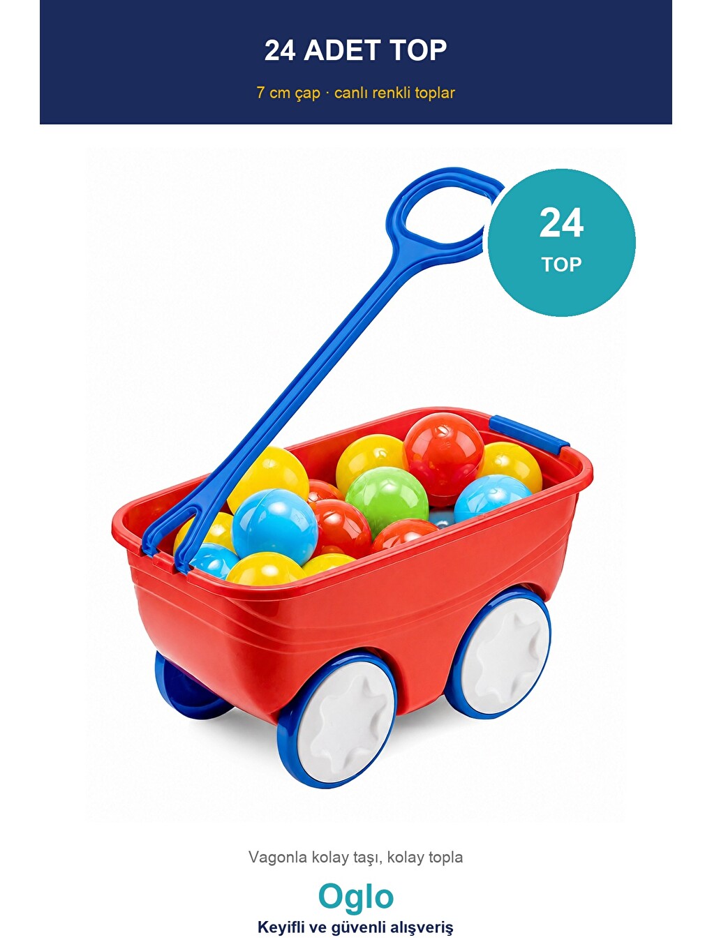 Gezgin Vagon Oyun Seti 24 Adet 7 Cm Renkli Top Kırmızı-2