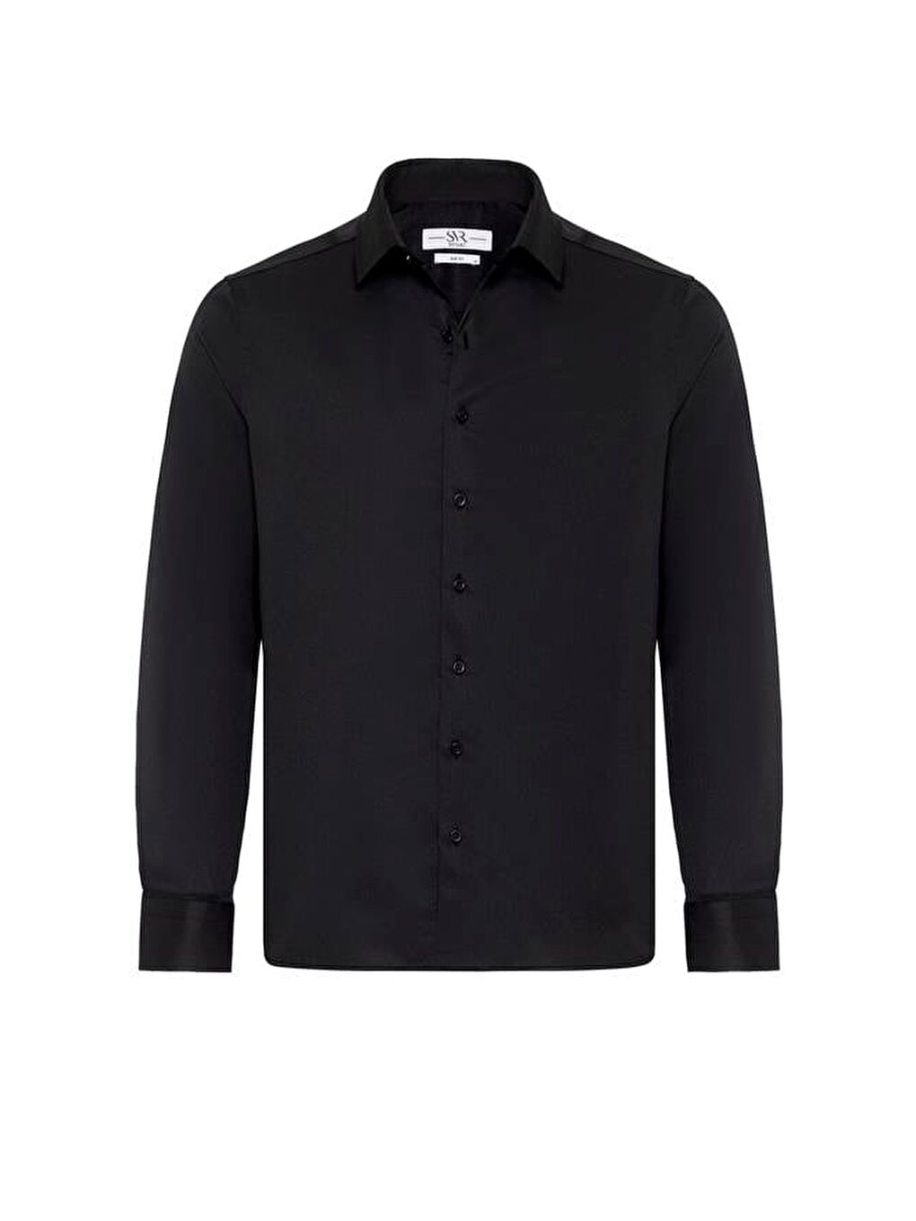 Siyah Slim Düz Klasik Yaka Gömlek