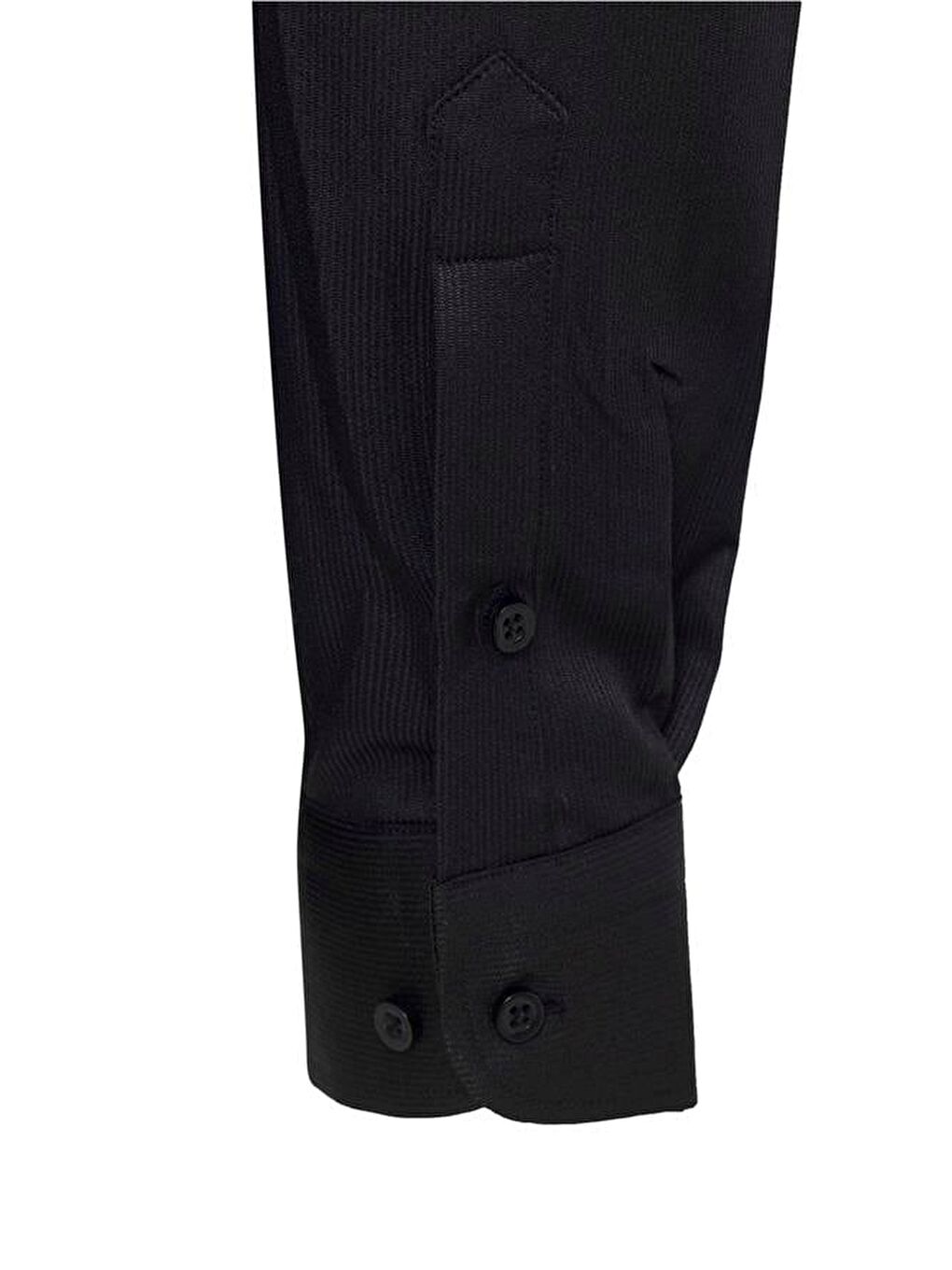 Siyah Slim Düz Klasik Yaka Gömlek-2