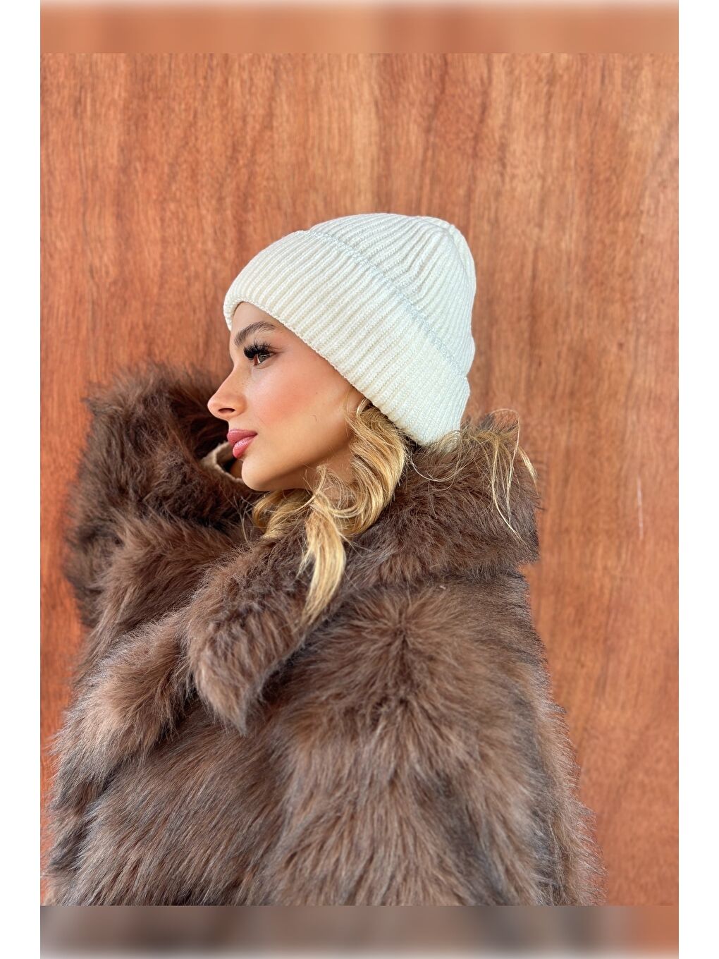 Ekru Örme Kadın Bere Bere1139-7