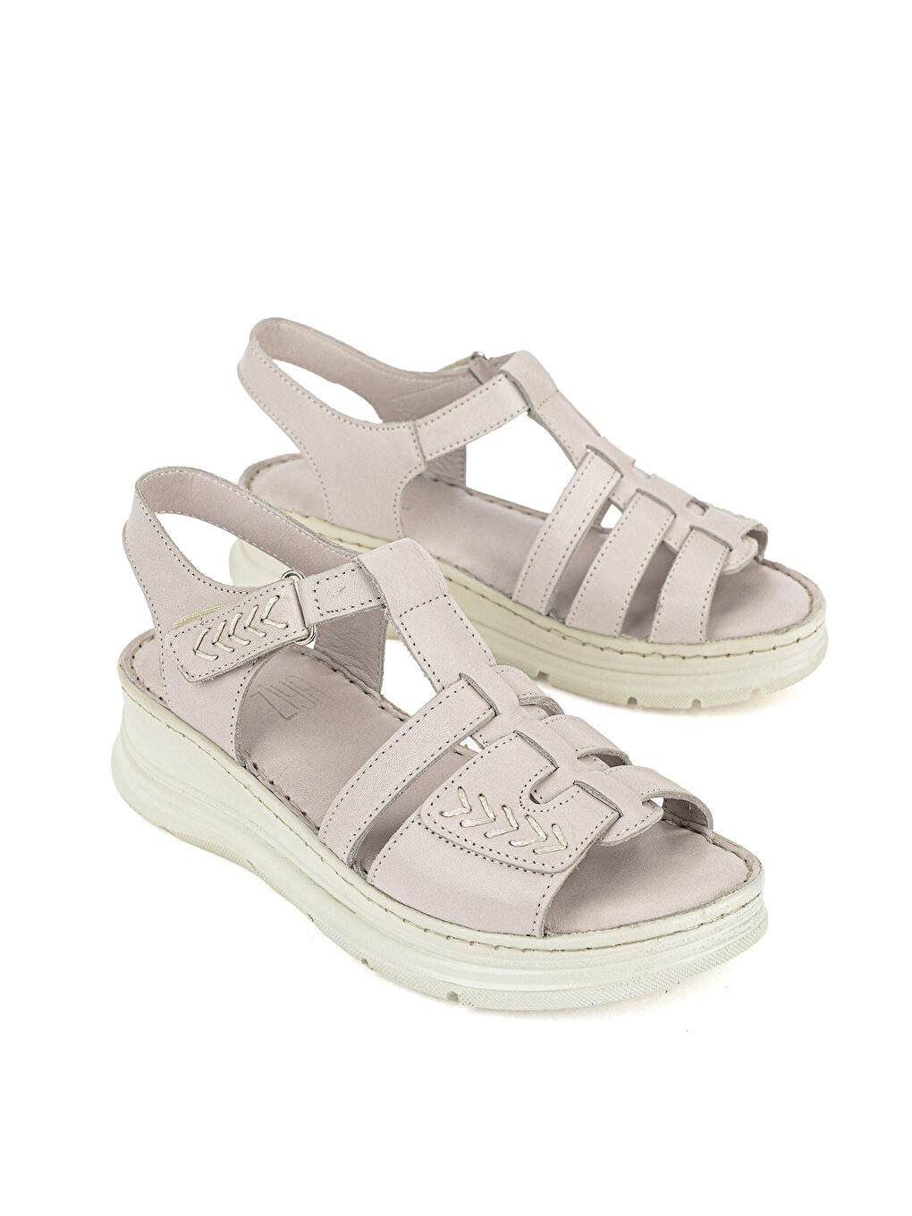 Gri Kadın Hakiki Deri Konfor Sandalet 1611051Z110 Silver-1