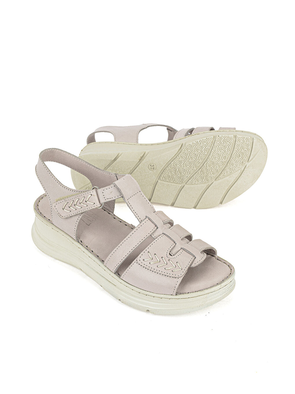 Gri Kadın Hakiki Deri Konfor Sandalet 1611051Z110 Silver-3