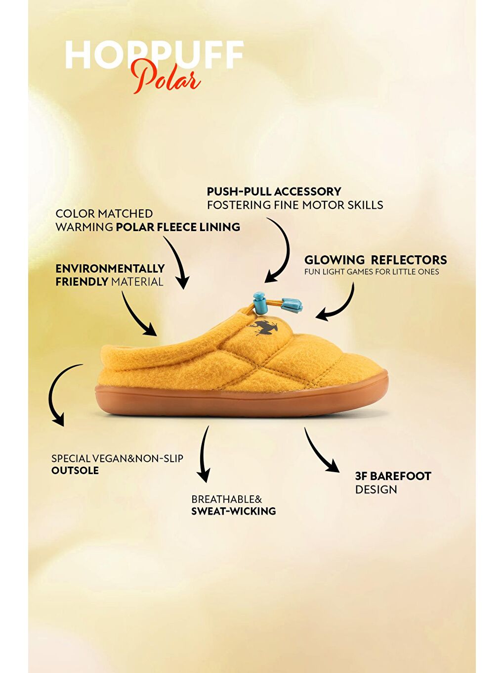 Hoppuff Polar Sarı Barefoot Çocuk Ayakkabı-1
