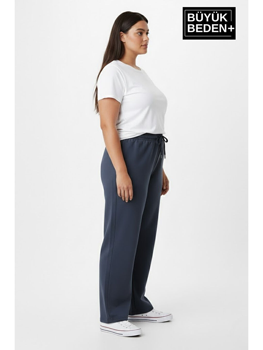 Mavi Kadın Büyük Beden New York Baskılı Rahat Kesim Paça Reçme ince Eşofman Altı SPR26EAk952-5-2