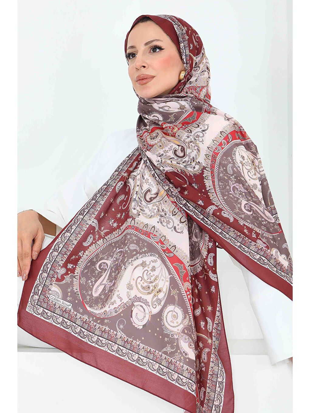 Ethnic Grace Serisi Pamuk Şal Bordo - 27855-BORDO