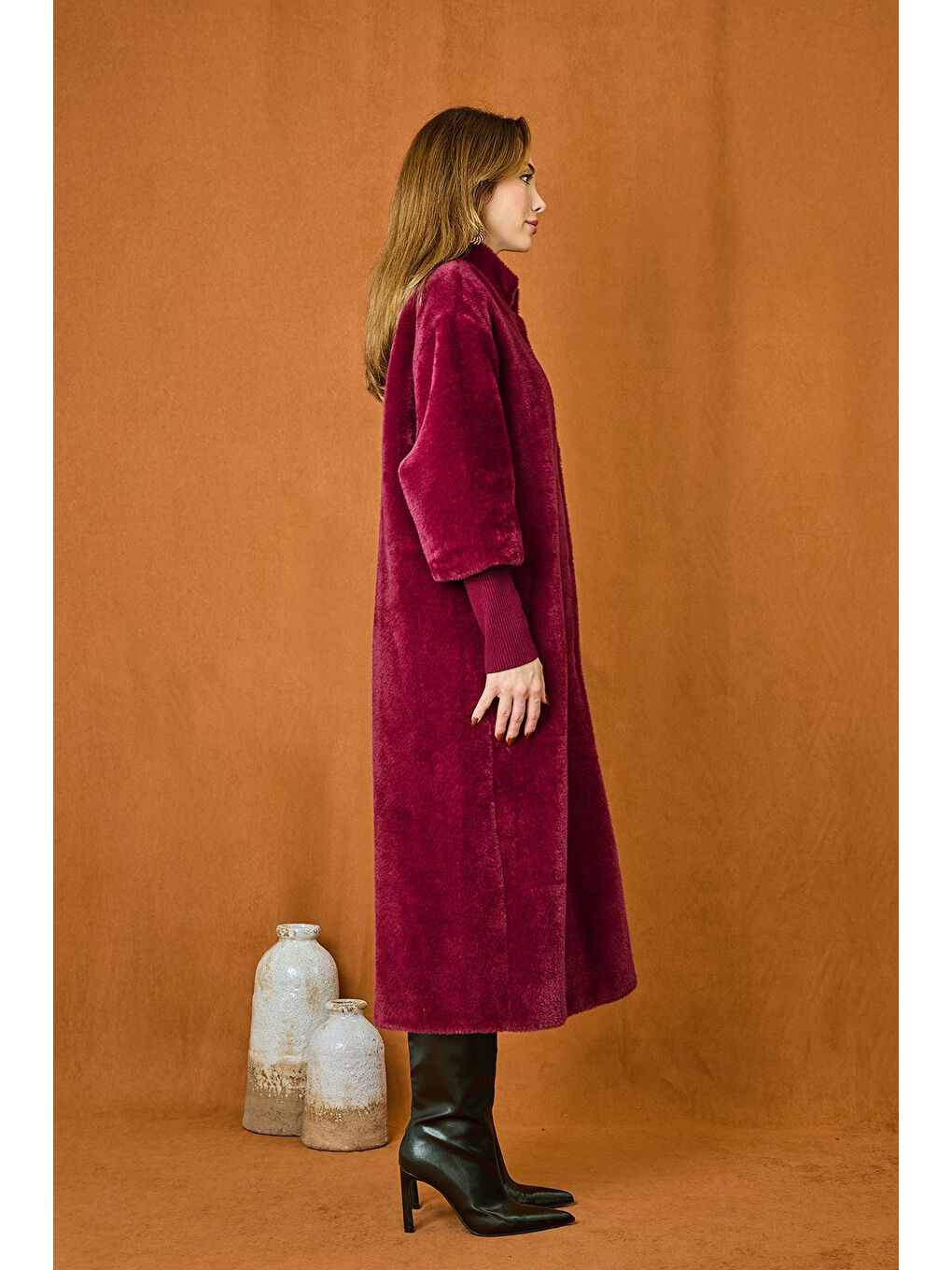 Çıtçıt Detaylı Angora Kaban Mont 15230 Bordo-2