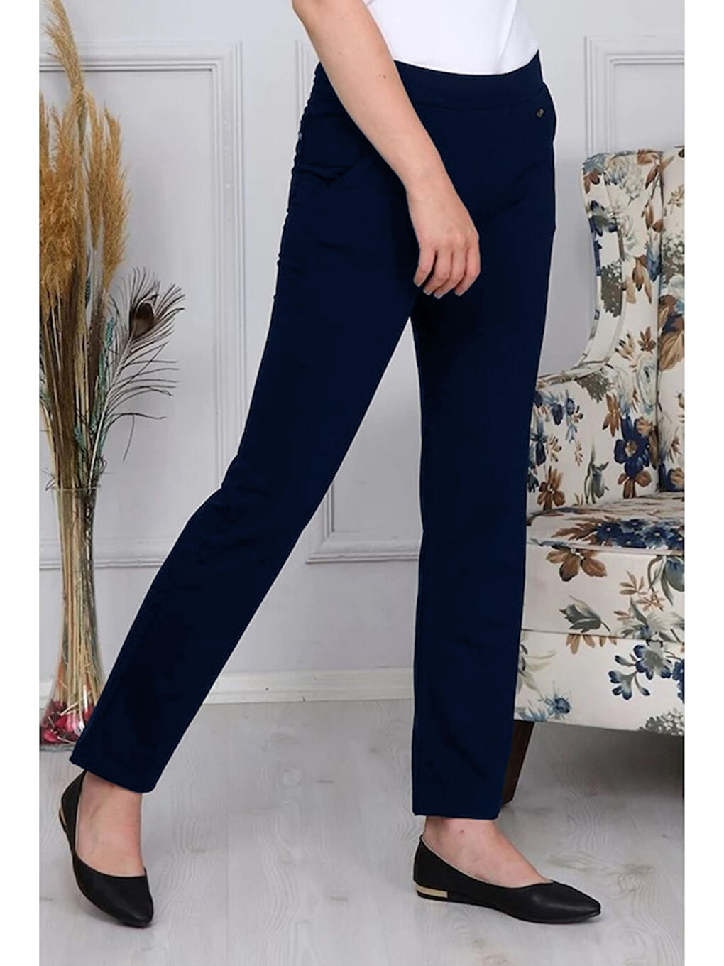 Pantalon Görünümlü Kadın Eşofman Altı Lacivert-1