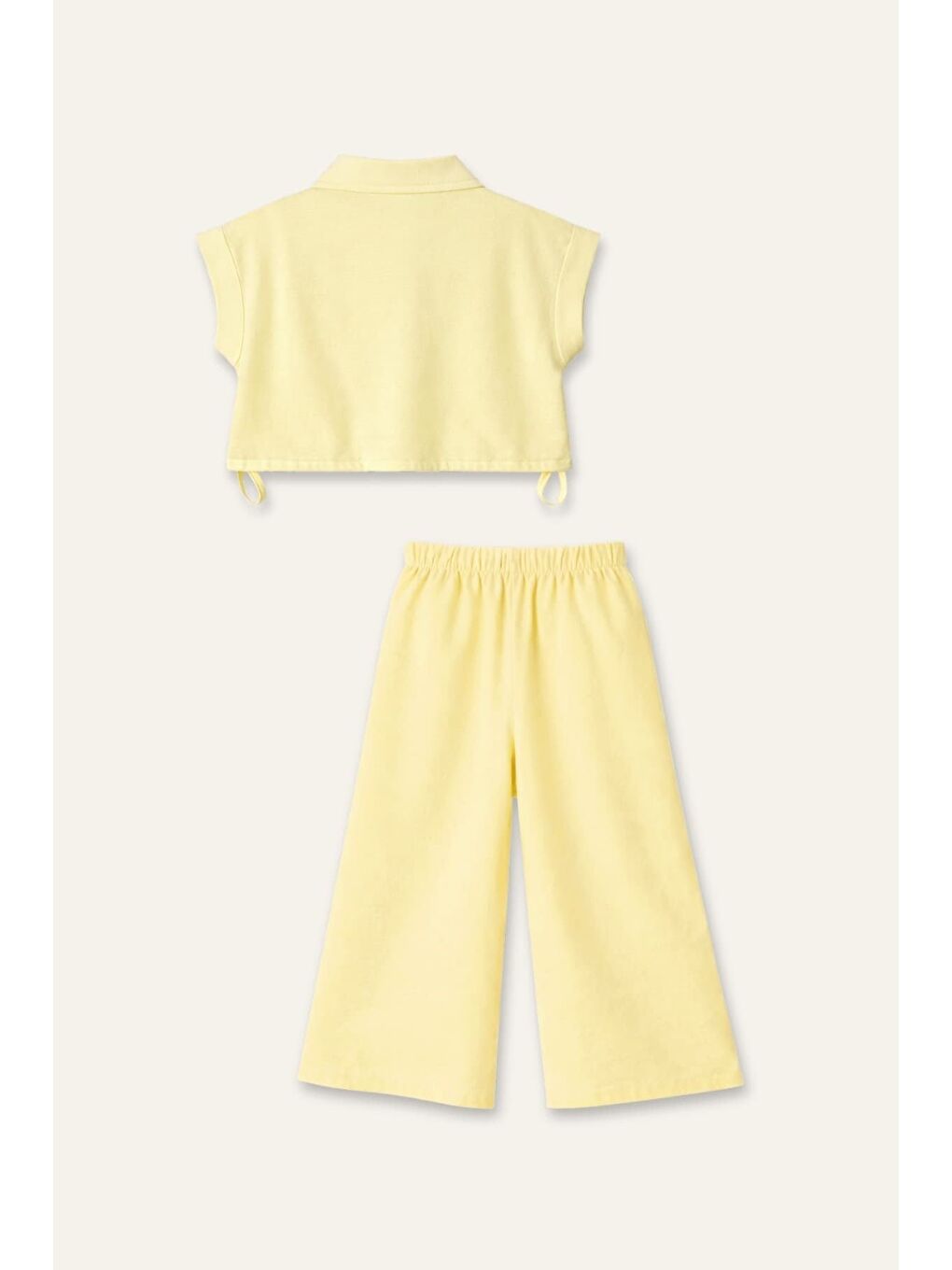 Kız Çocuk Gömlek Ve  Pantolon  İkili Takım - Sarı-4