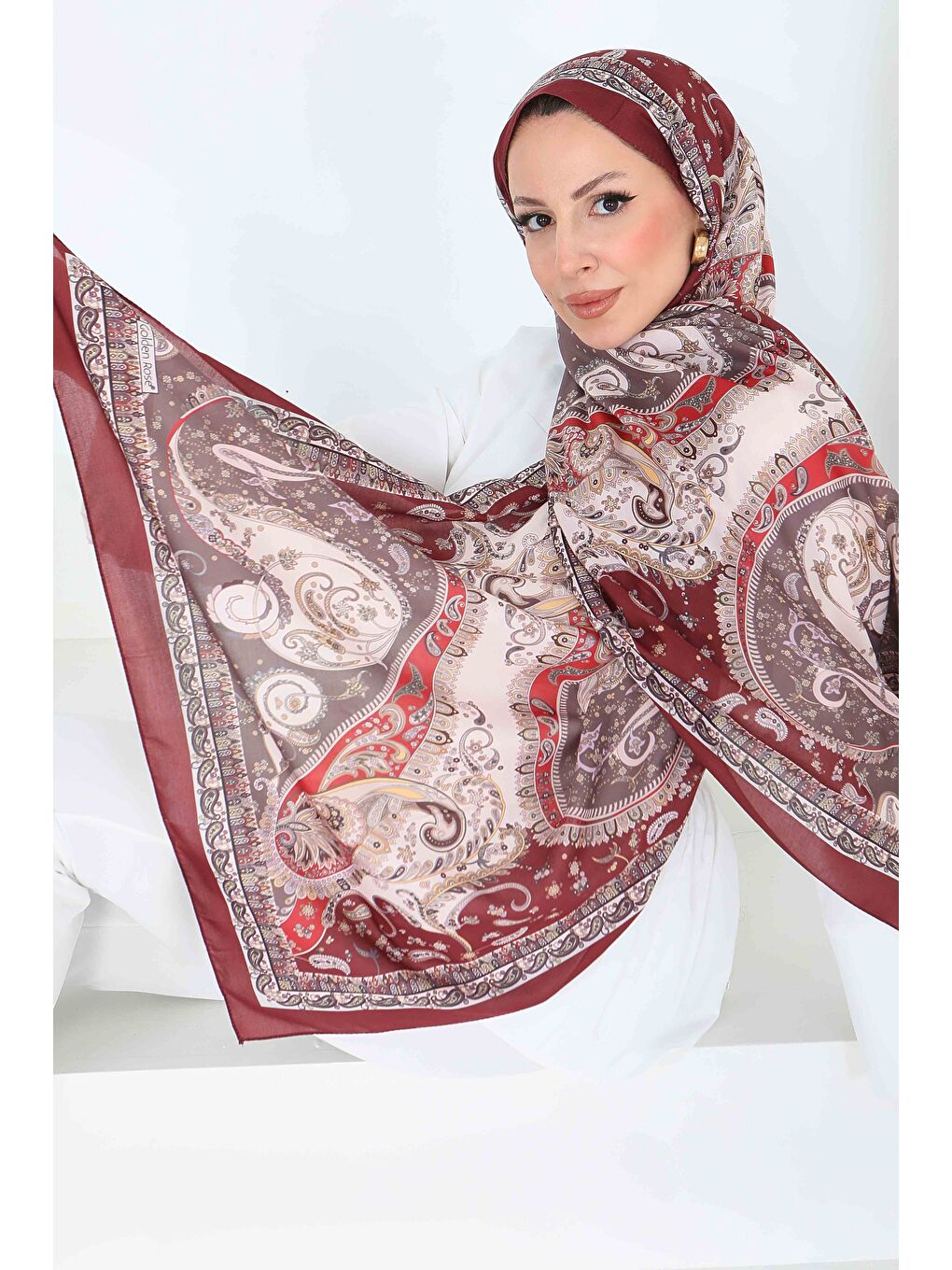 Ethnic Grace Serisi Pamuk Şal Bordo - 27855-BORDO-1