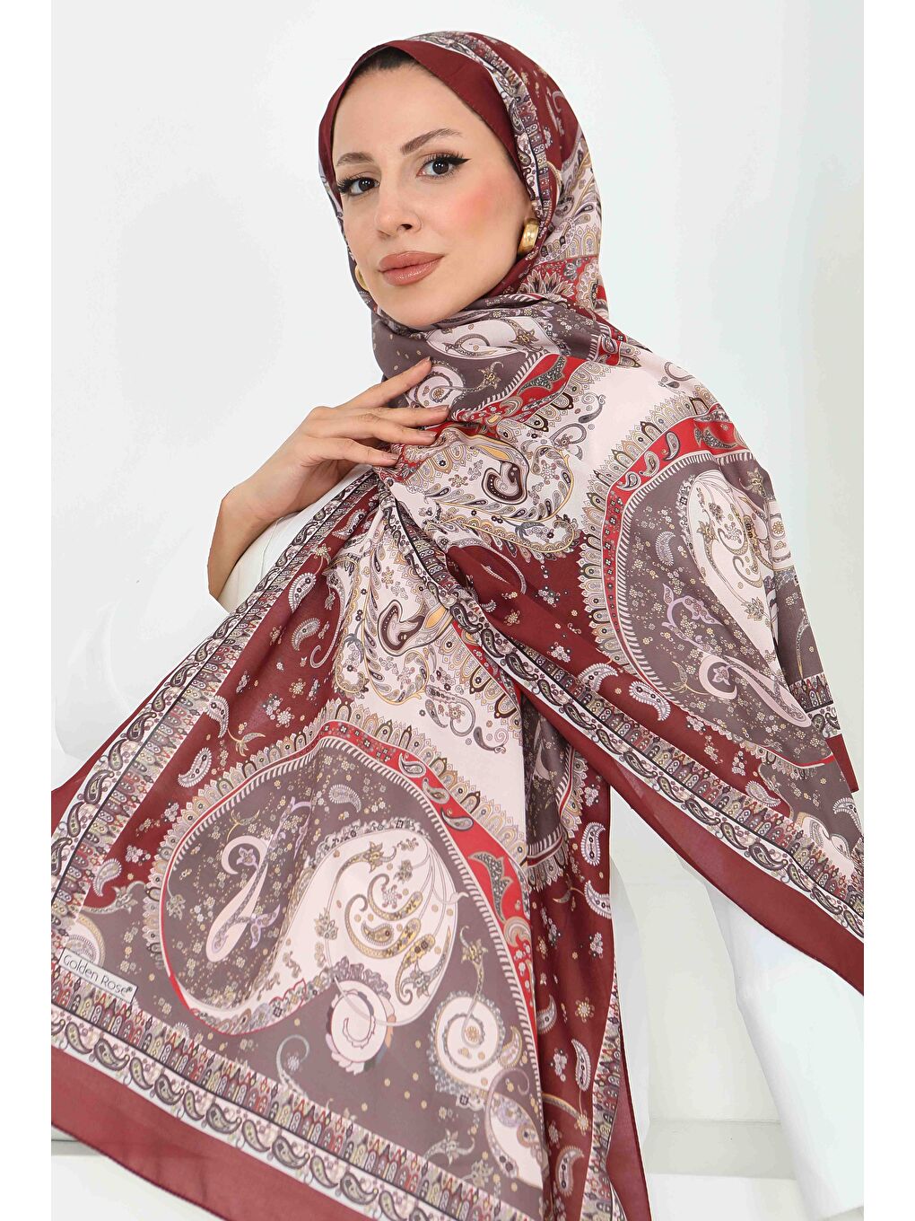Ethnic Grace Serisi Pamuk Şal Bordo - 27855-BORDO-2