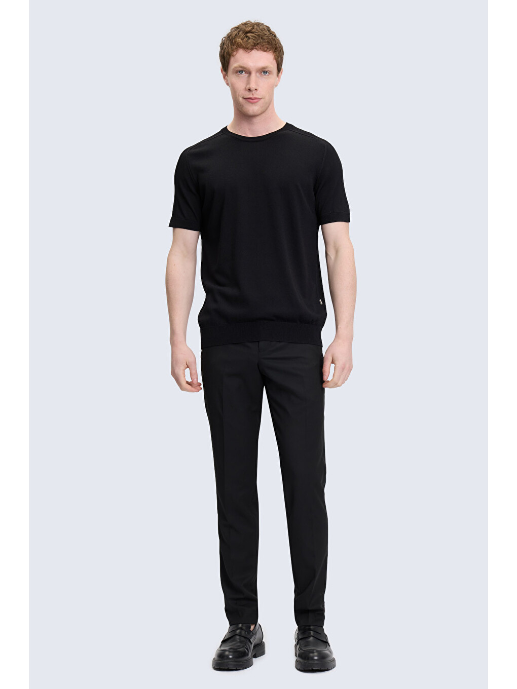 Siyah Regular Fit Bisiklet Yaka Rayon Tişört-1