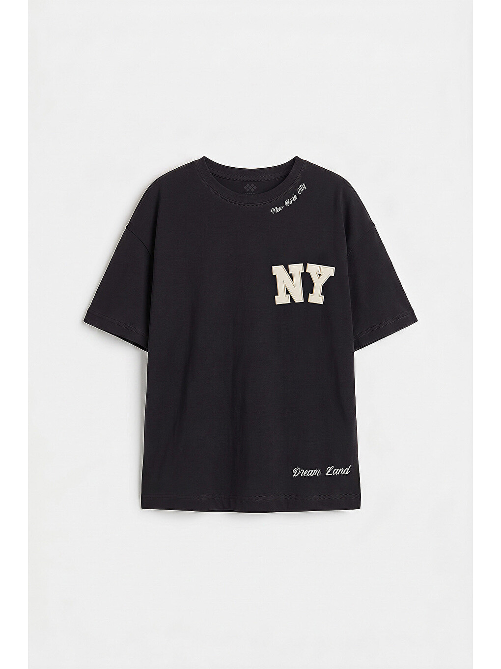 Siyah Oversize Kısa Kollu Baskılı Kız Çocuk T-shirt - 75174