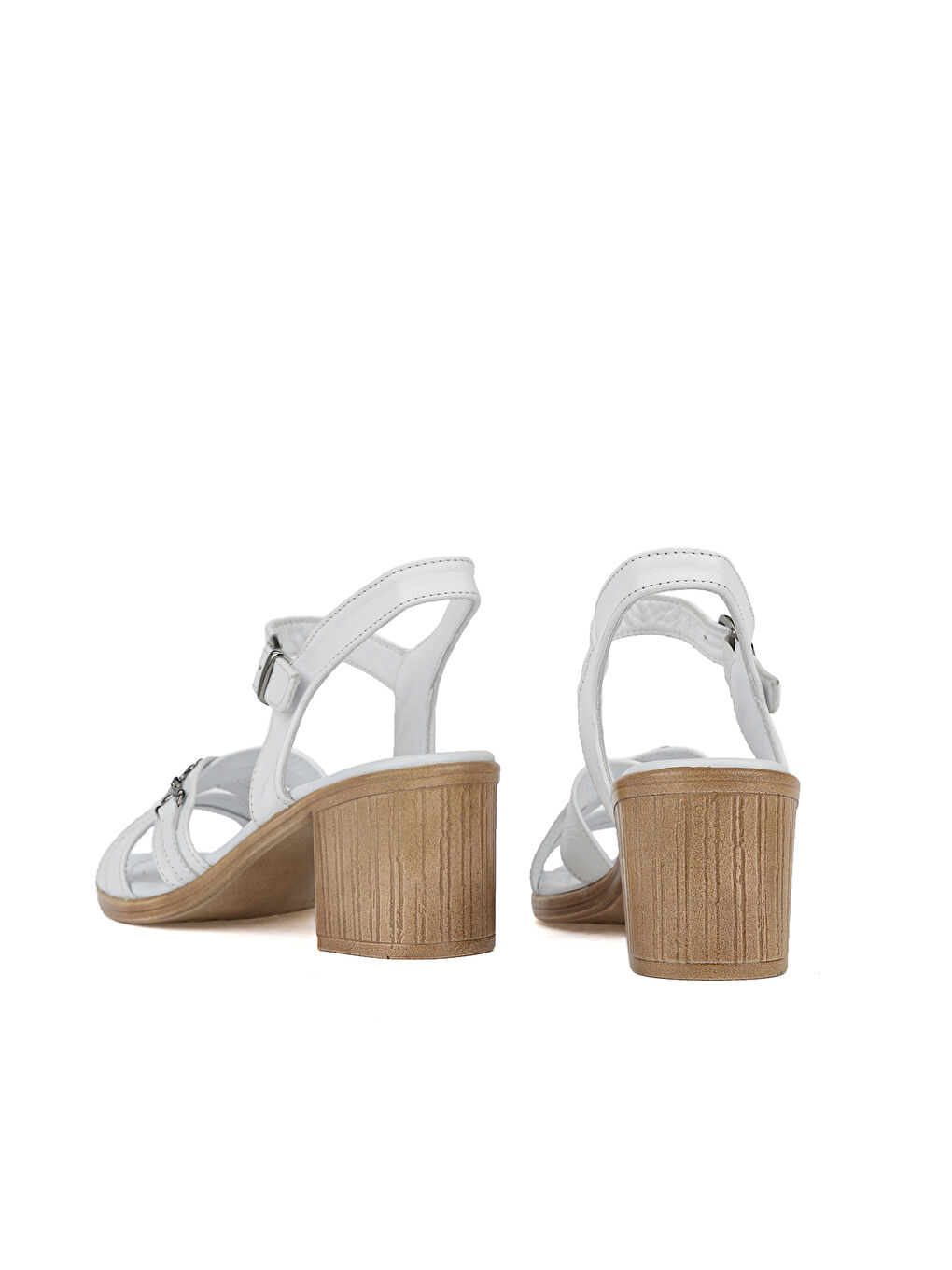 Kadın Hakiki Deri Topuklu Sandalet 1611020Z2220 Beyaz-2