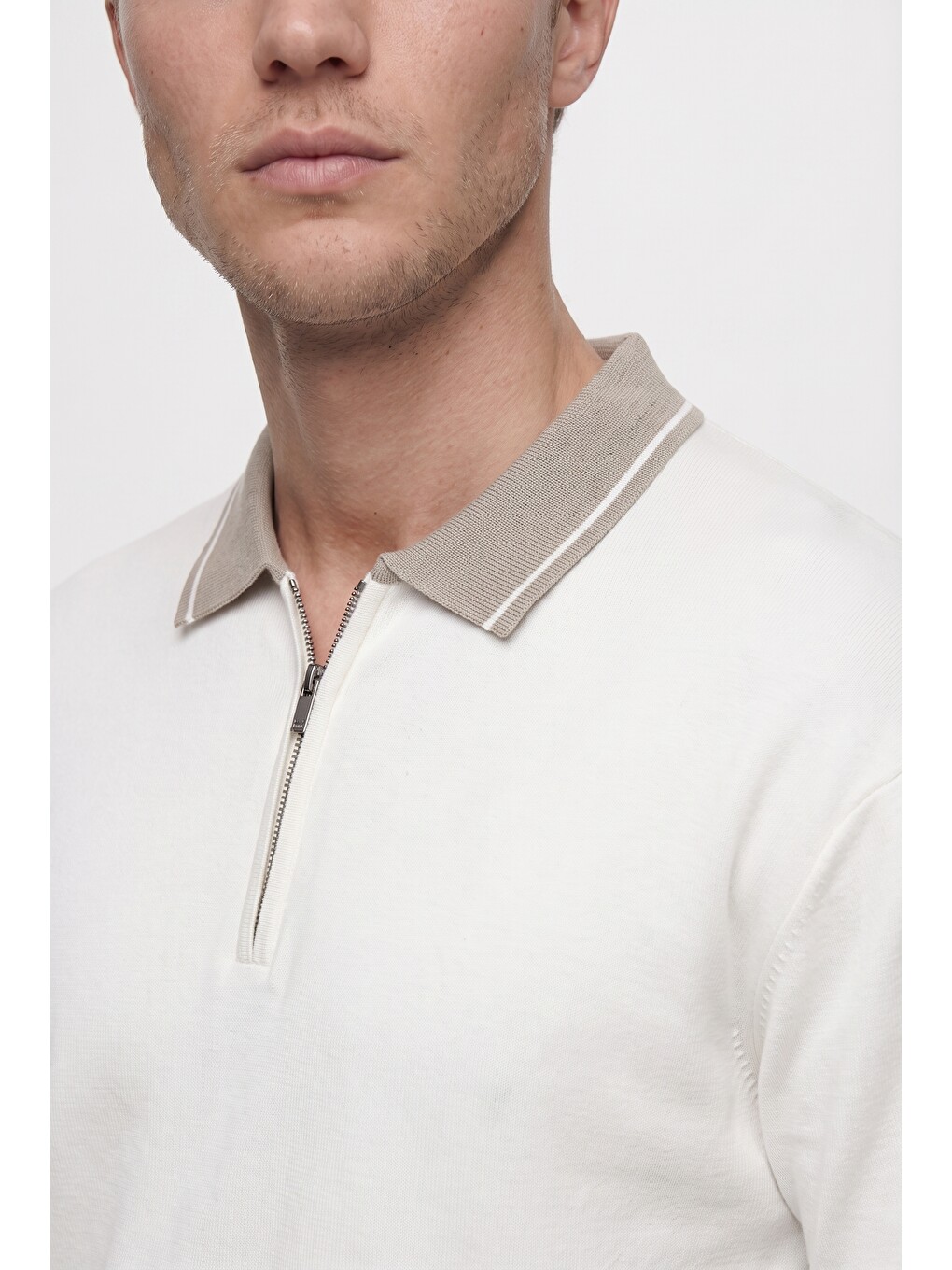 Ds Damat Regular Fit Ekru Yazlık Rayon Triko Tişört-3