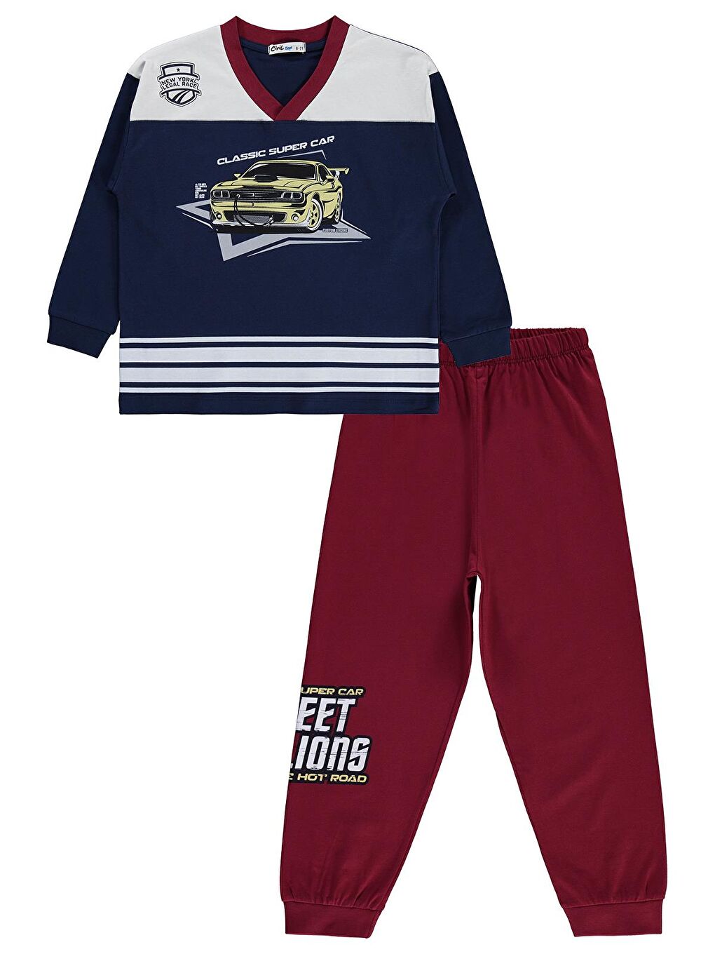 Boys Araba Baskılı 10-13 Yaş Pijama Takımı - Lacivert 10-11 Yaş