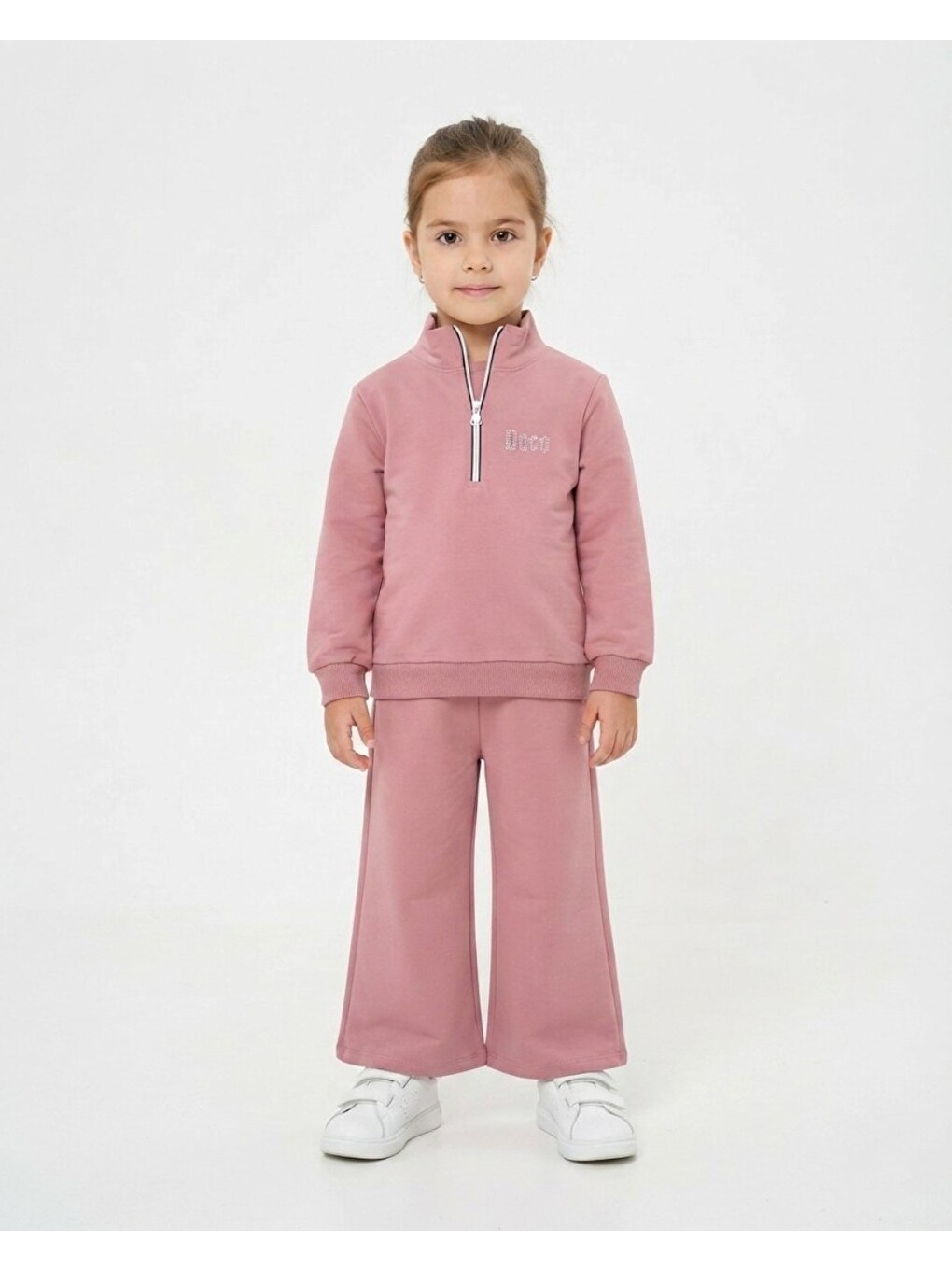 Pembe Kız Çocuk Mevsimlik Fermuarlı Yaka Sweatshirtli Compact Eşofman Takımı-1