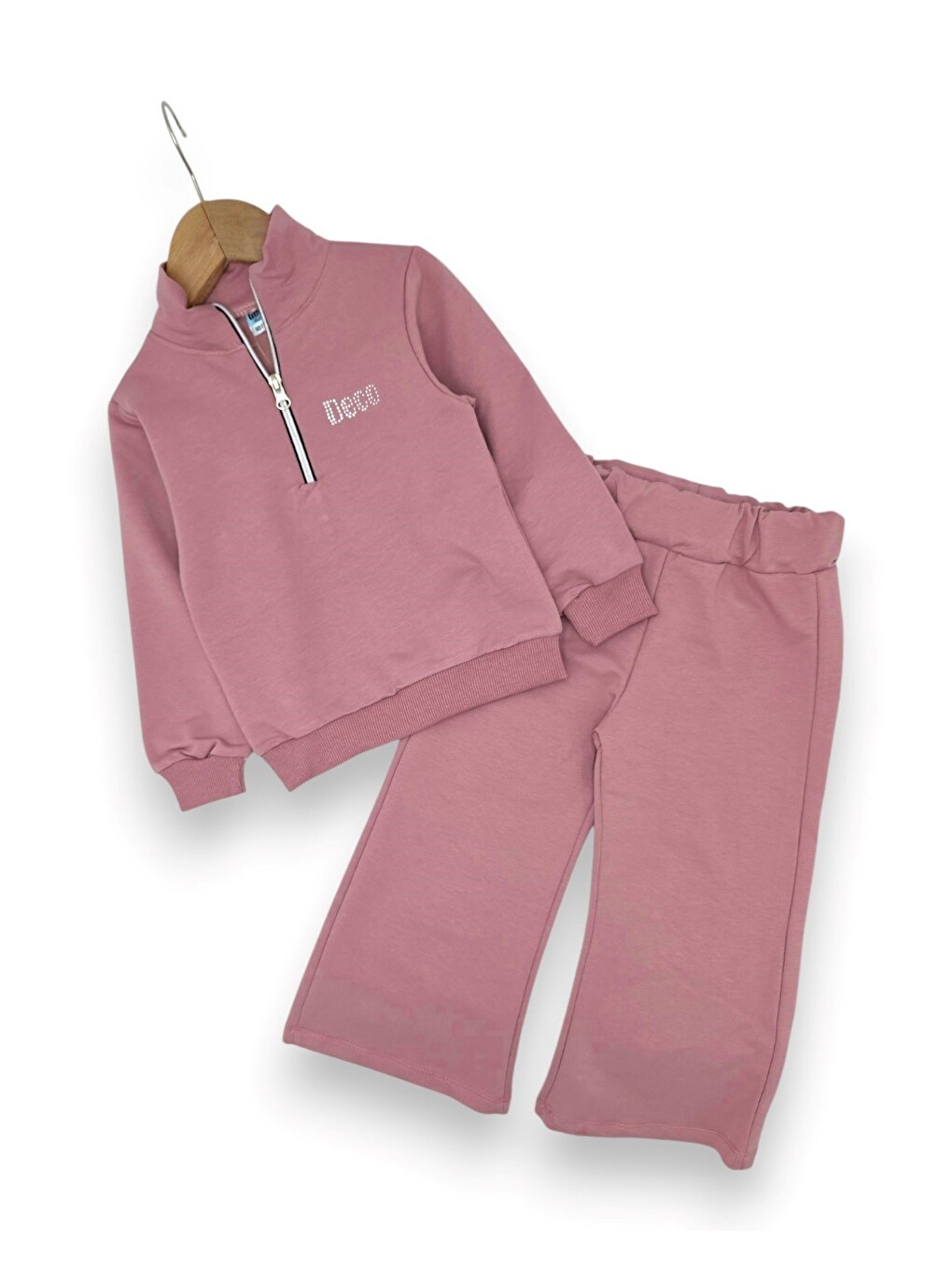 Pembe Kız Çocuk Mevsimlik Fermuarlı Yaka Sweatshirtli Compact Eşofman Takımı-2