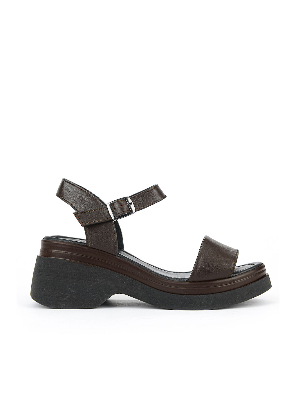 Kahverengi Kadın Hakiki Deri Topuklu Sandalet 161992Z64028 Kahve