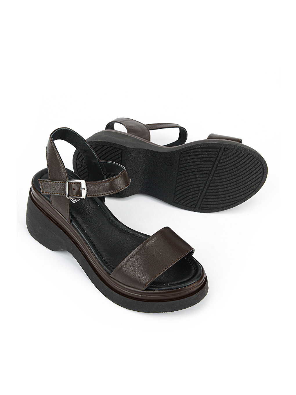 Kahverengi Kadın Hakiki Deri Topuklu Sandalet 161992Z64028 Kahve-3