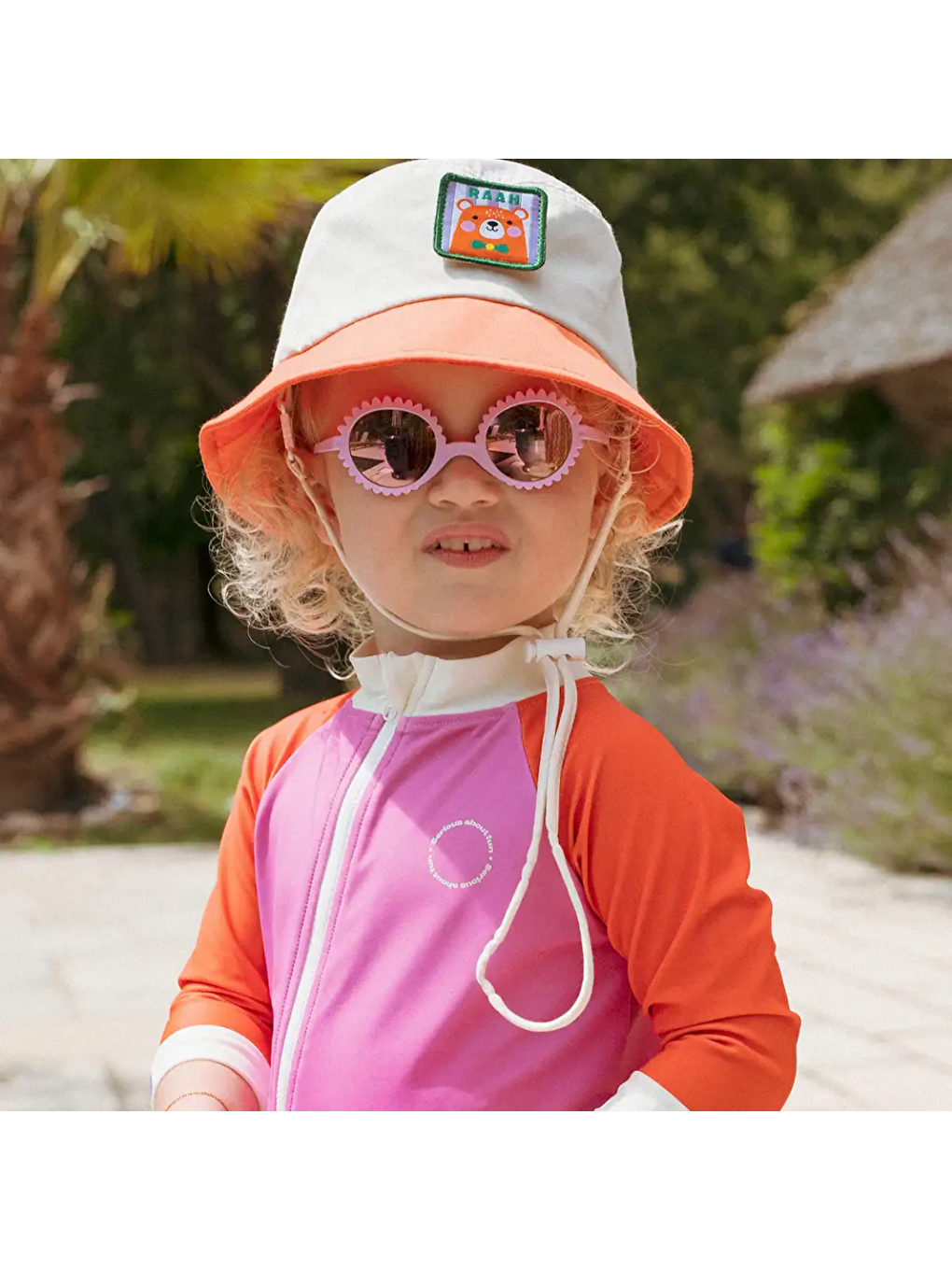 Pembe Bebekler için UV Korumalı Şortlu Mayo Pink Red-9