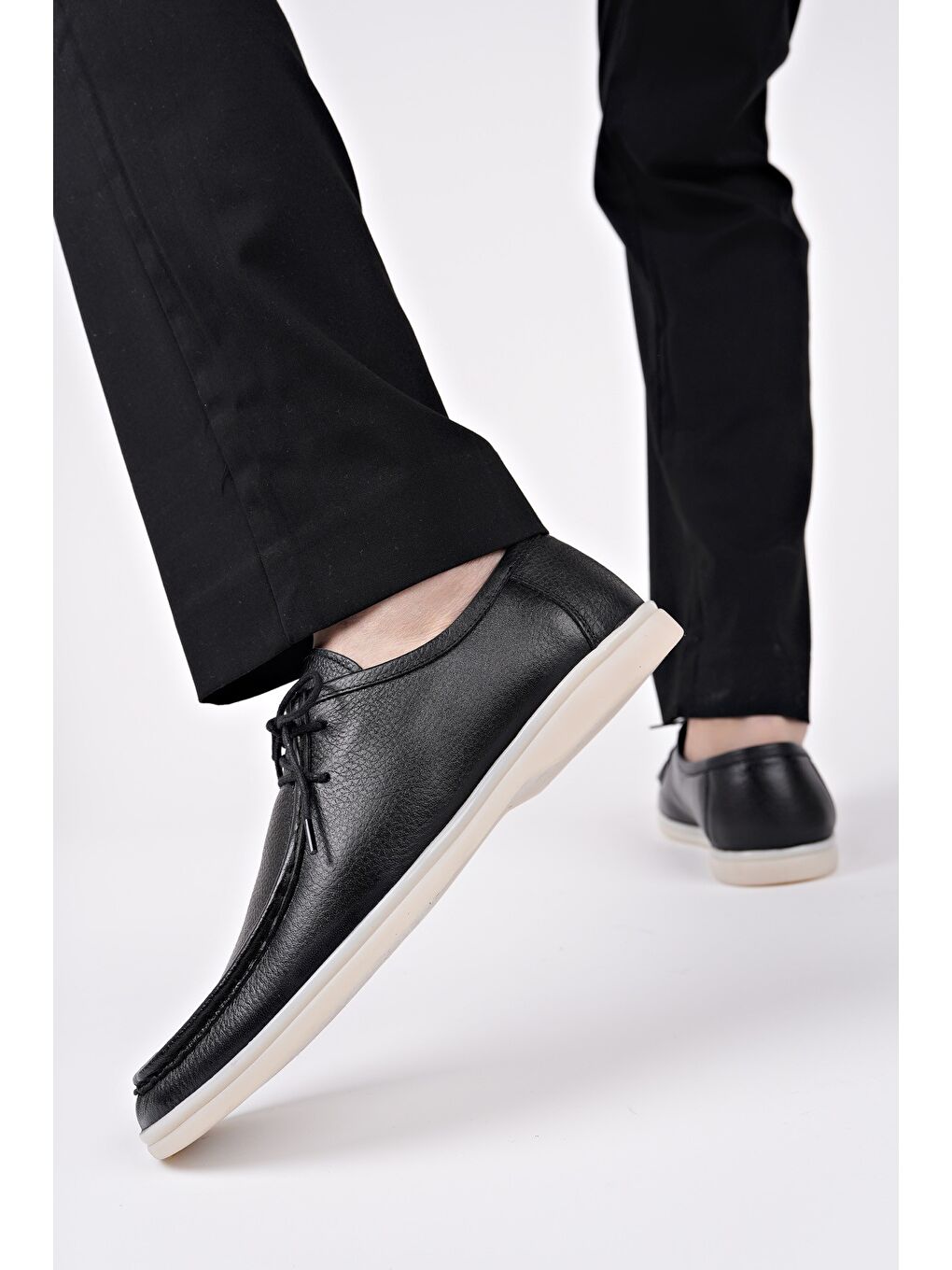 Siyah ANTONİO Bağcıklı Hakiki Deri Erkek Günlük Casual Ayakkabı-7